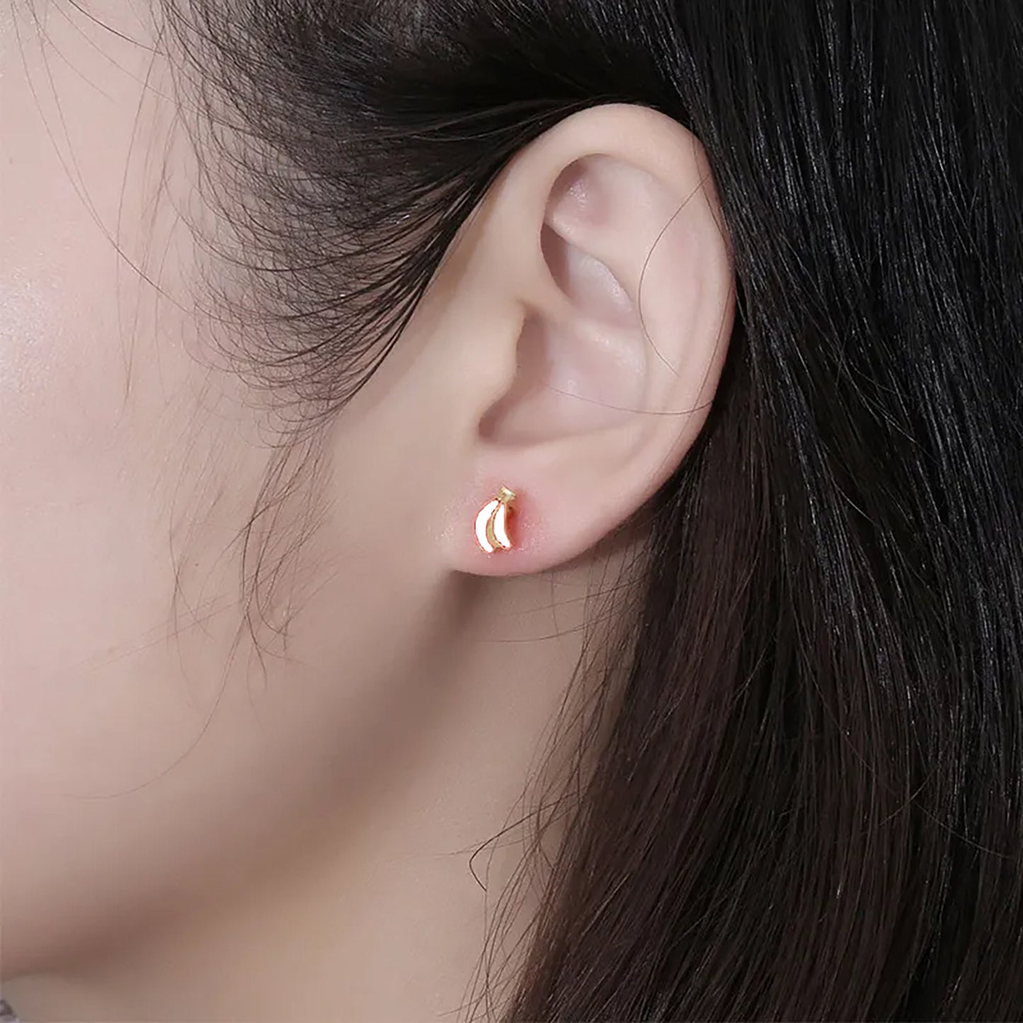 Titanium Banana Stud Earrings, Non Tarnish Earrings, Implant Grade Titanium Waterproof Earrings, Vintage Style Earrings, Minimal Earrings