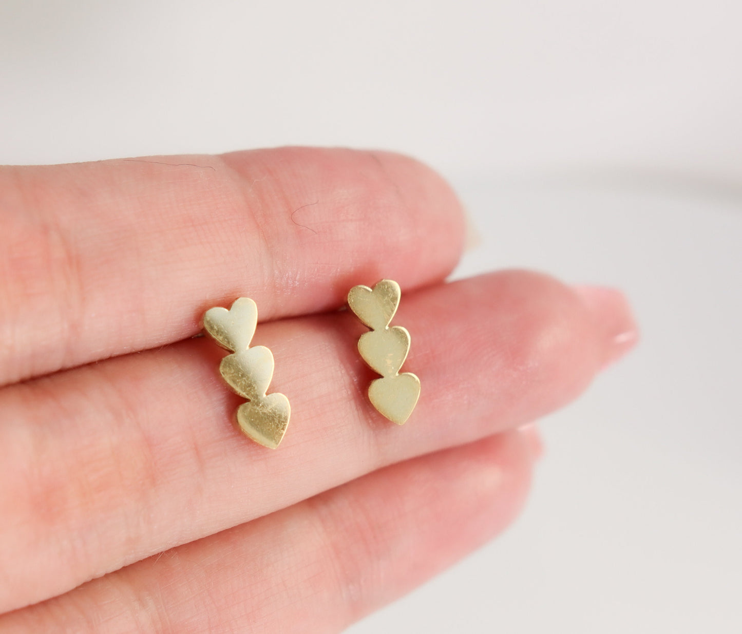 Titanium Hearts Stud Earrings, Non Tarnish Earrings, Implant Grade Titanium Waterproof Earrings, Vintage Style Earrings, Minimal