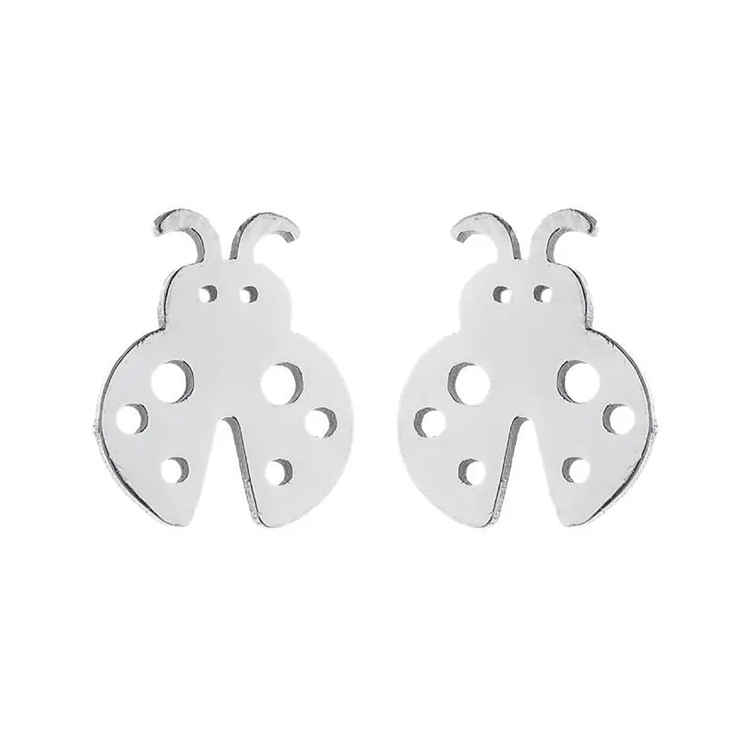 Titanium Ladybug Stud Earrings, Non Tarnish, Butterfly push back, Hypoallergenic, Implant Grade Waterproof Earrings, Minimalist, Fruit