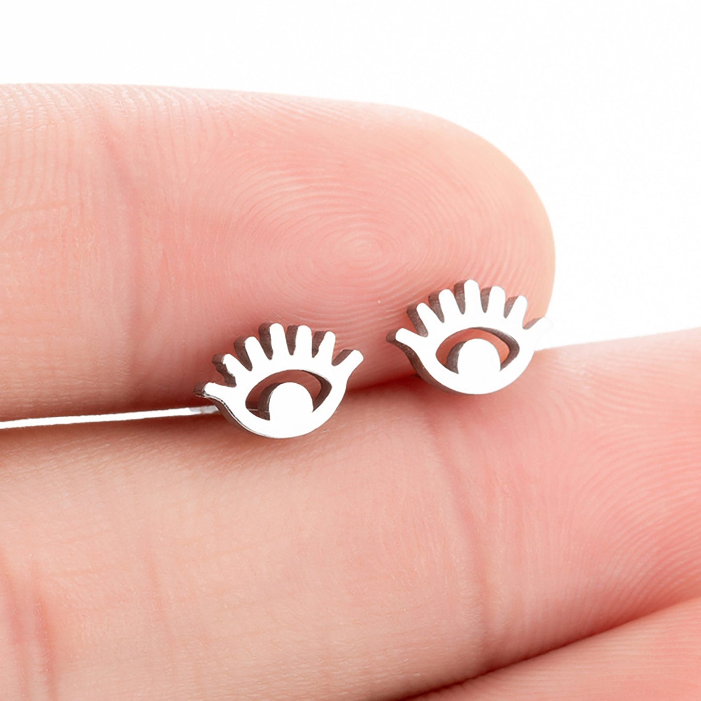 Titanium Evil Eye Stud Earrings, Non Tarnish Earrings, Implant Grade Titanium Waterproof Earrings, Vintage Style Earrings, Minimal Earrings