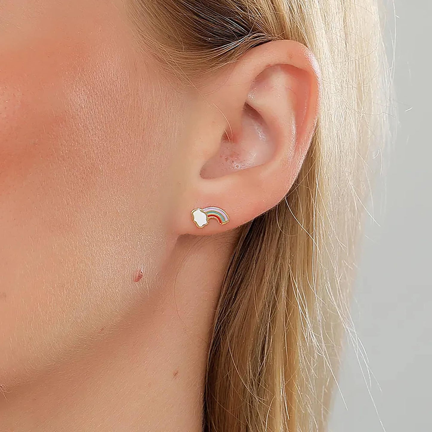 Titanium Rainbow Stud Earrings, Non Tarnish Earrings, Implant Grade Titanium Waterproof Earrings, Vintage Style Earrings, Minimal Earrings
