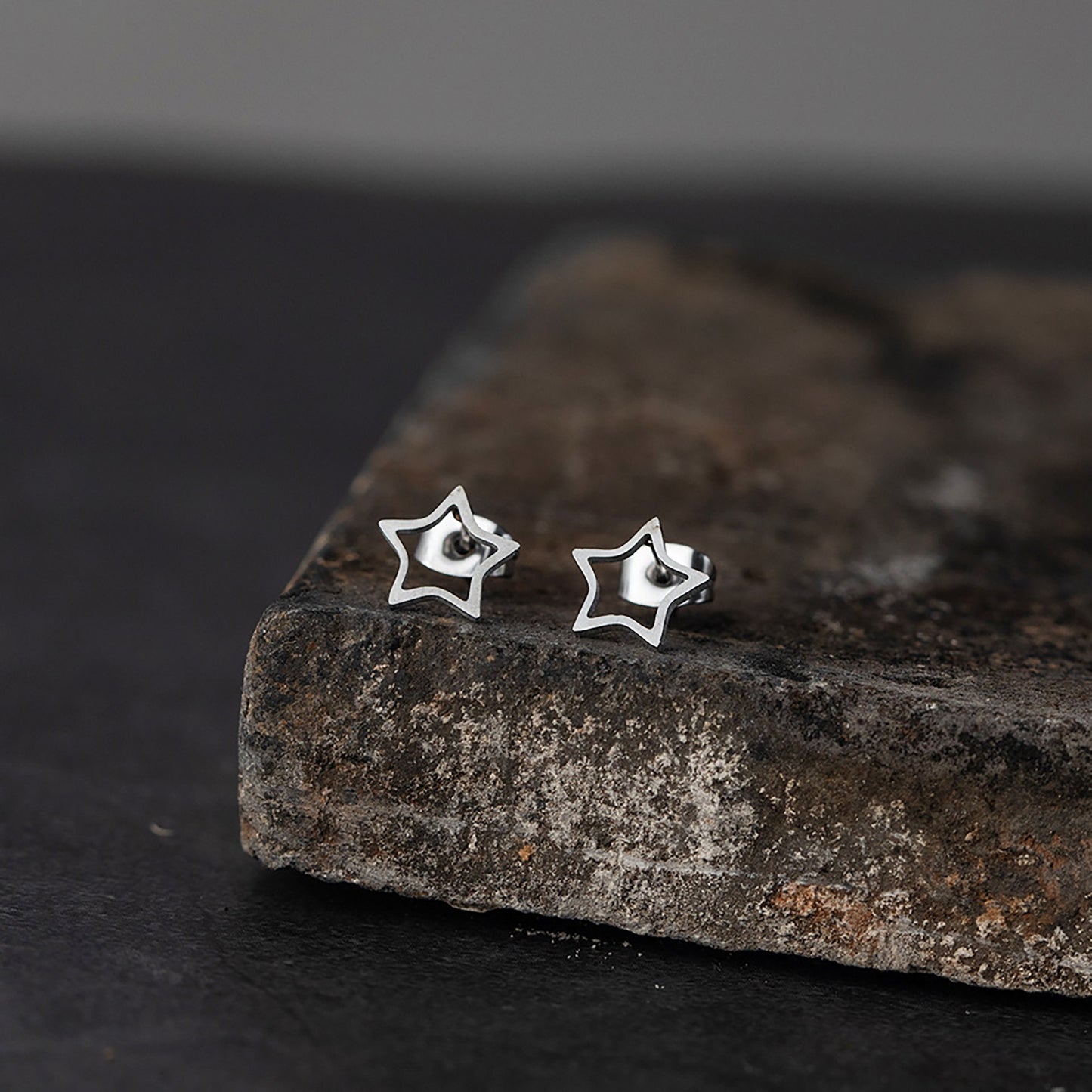 Titanium Star Stud Earrings, Push Back, Non Tarnish Earrings, Implant Grade Titanium Waterproof Earrings, Vintage Style Earrings, Minimal