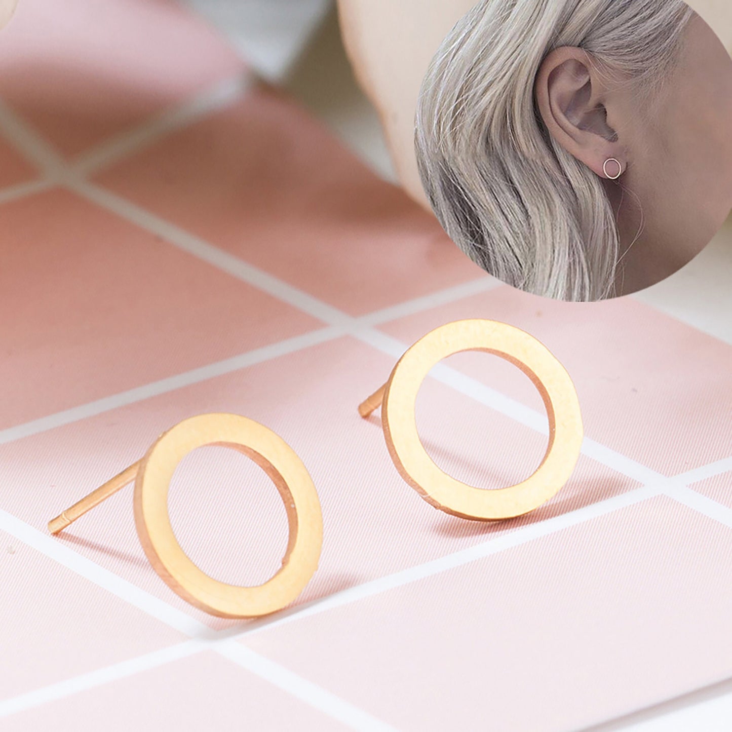 Titanium Round Stud Earrings, Non Tarnish Earrings, Implant Grade Titanium Waterproof Earrings, Vintage Style Earrings, Minimal Earrings