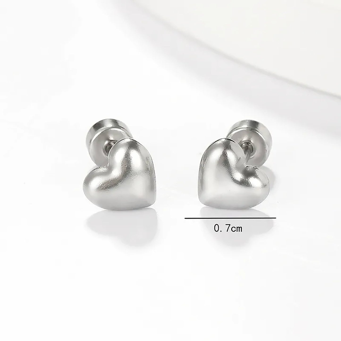 Titanium Heart Screw Back Stud Earrings, Non Tarnish Earrings, Implant Grade Titanium Waterproof Earrings, Vintage Style Earrings, Minimal