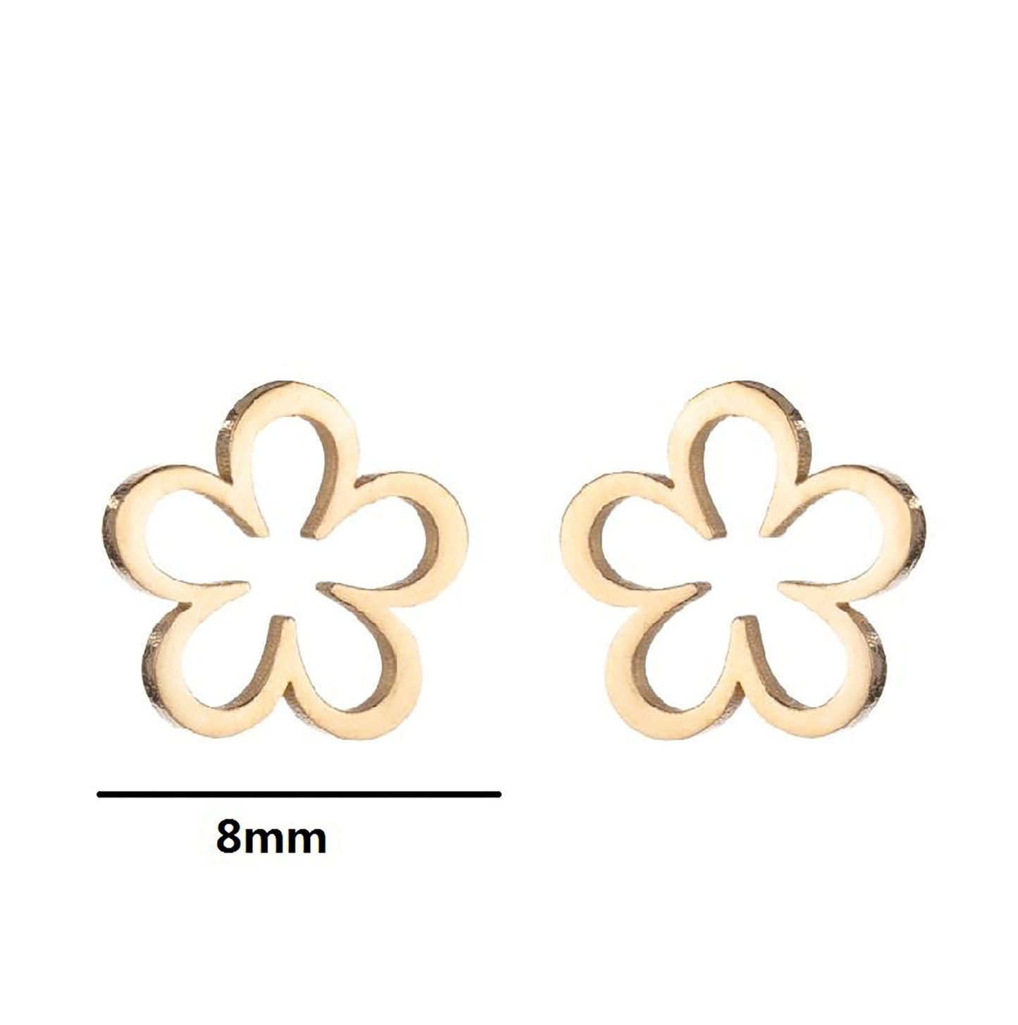 Titanium Flower Stud Earrings, Push Back, Gold Silver Non Tarnish Earrings, Implant Grade Titanium Waterproof, Vintage Style, Minimal