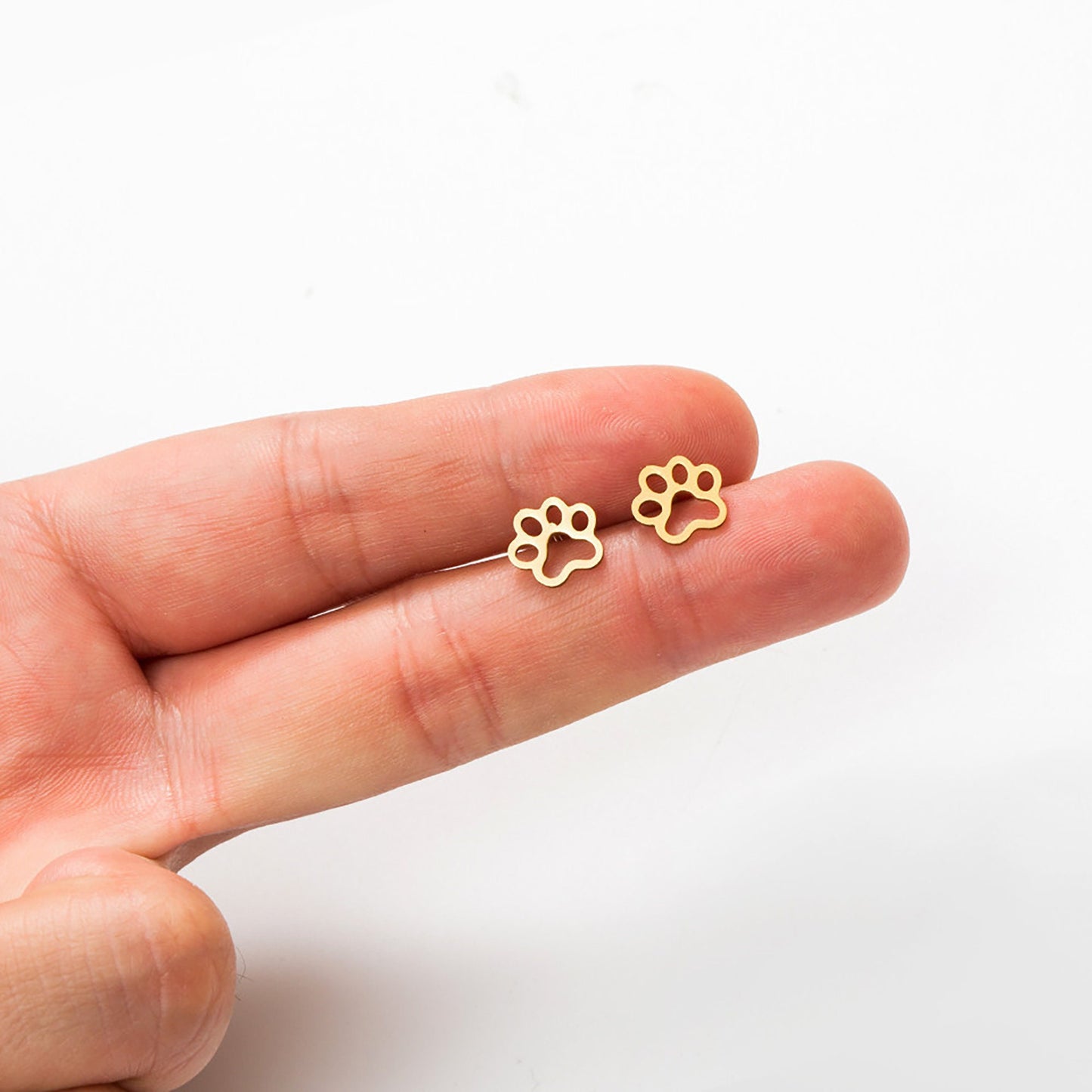Titanium PAW Stud Earrings, Non Tarnish Earrings, Implant Grade Titanium Waterproof Earrings, Vintage Style Earrings, Minimal Earrings