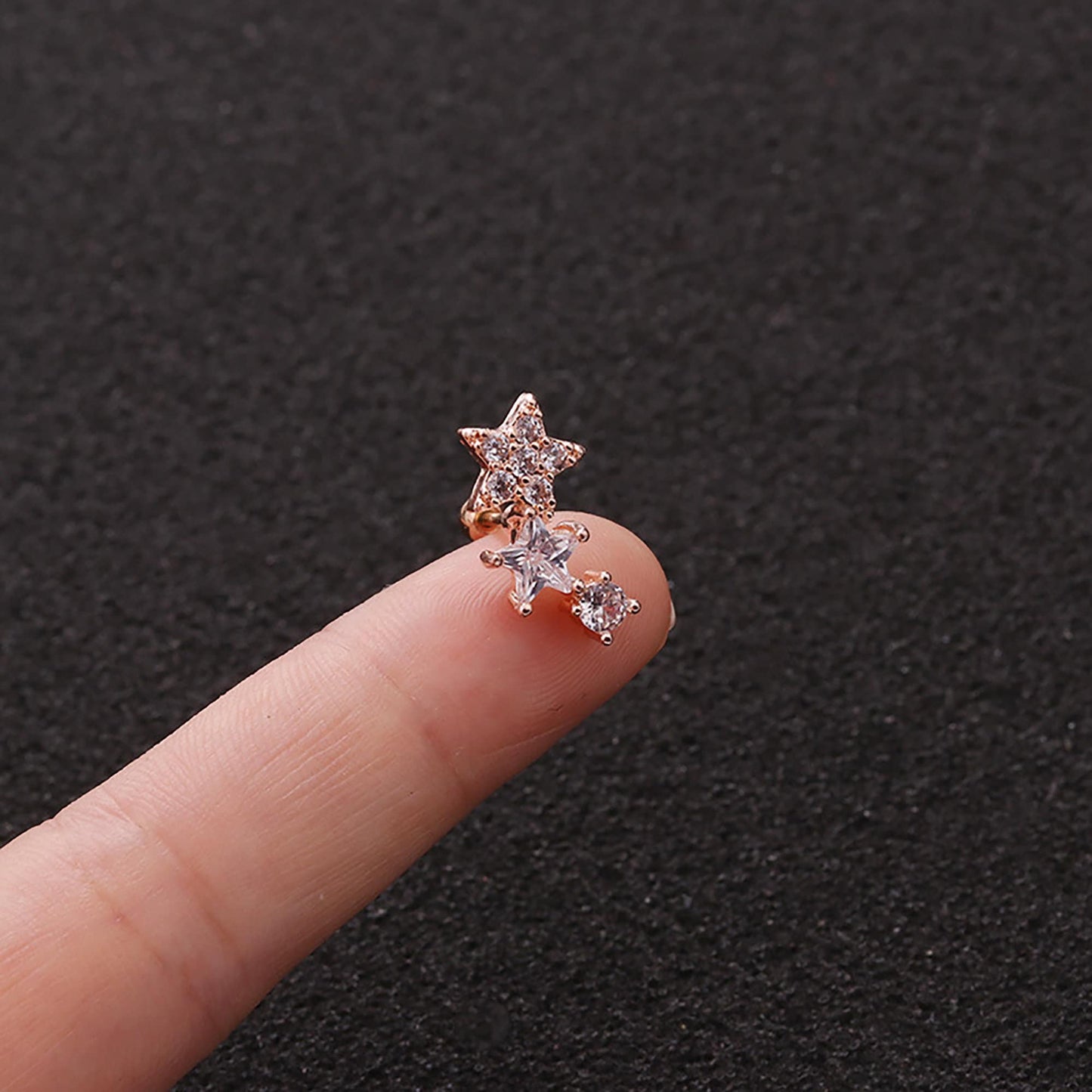 Titanium Star Cartilage Ear Studs Screw Back Stud Earrings, Non Tarnish, Implant Grade Titanium, Waterproof, Vintage Style, Minimalist