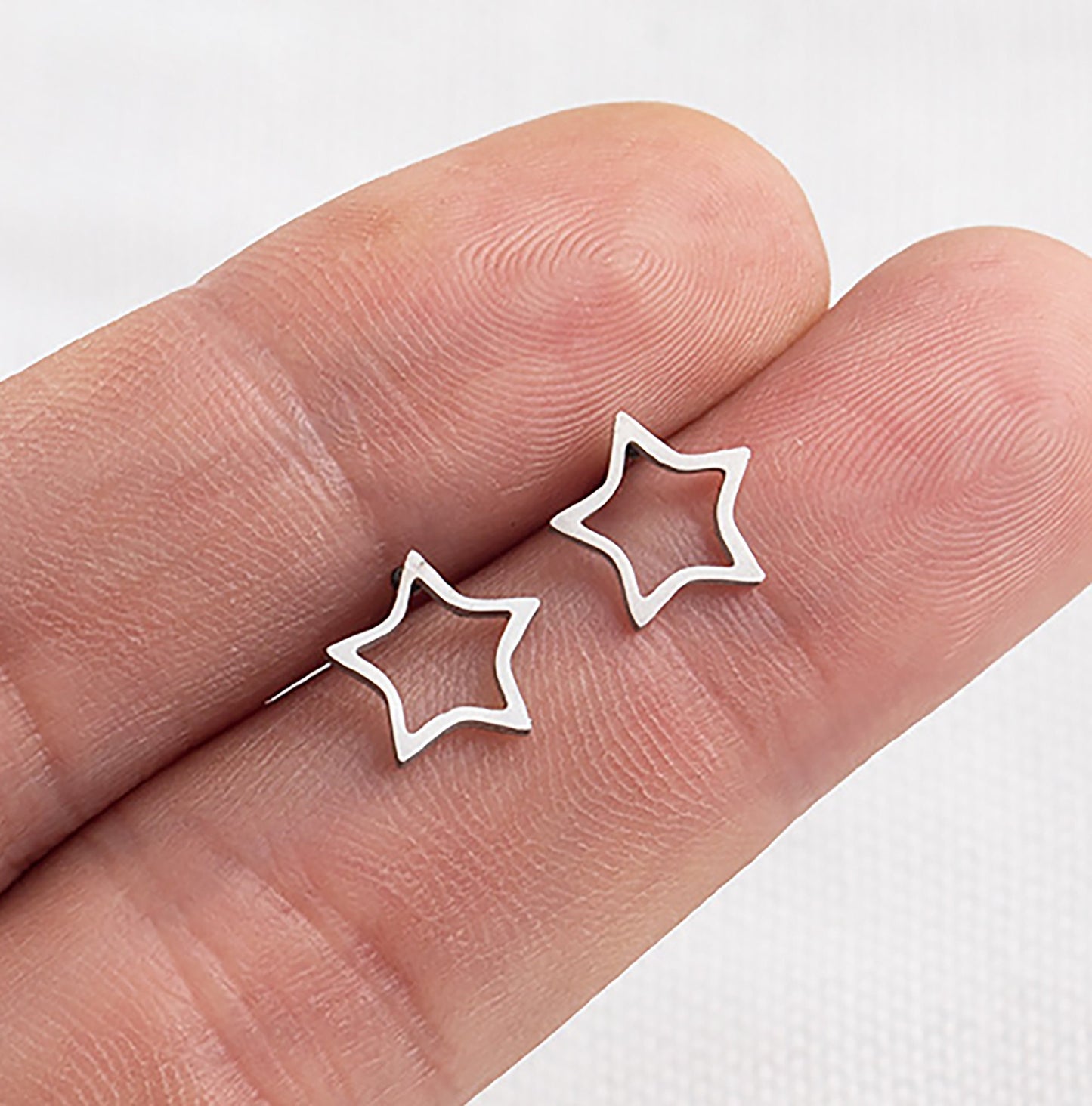Titanium Star Stud Earrings, Push Back, Non Tarnish Earrings, Implant Grade Titanium Waterproof Earrings, Vintage Style Earrings, Minimal