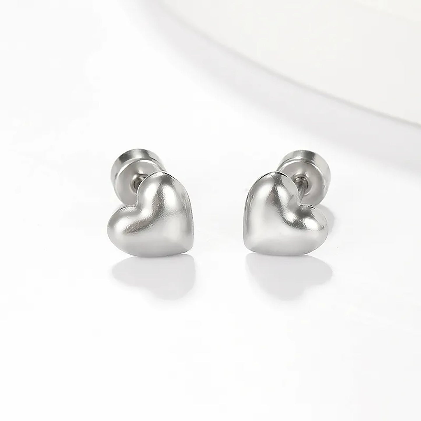 Titanium Heart Screw Back Stud Earrings, Non Tarnish Earrings, Implant Grade Titanium Waterproof Earrings, Vintage Style Earrings, Minimal
