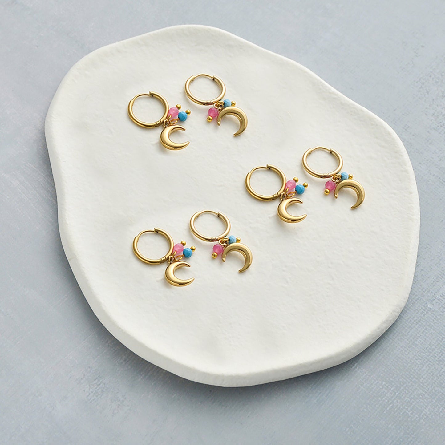 Titanium Moon Hoop Earrings, Non Tarnish Earrings, Implant Grade Titanium Waterproof Earrings, Vintage Style Earrings, Minimal