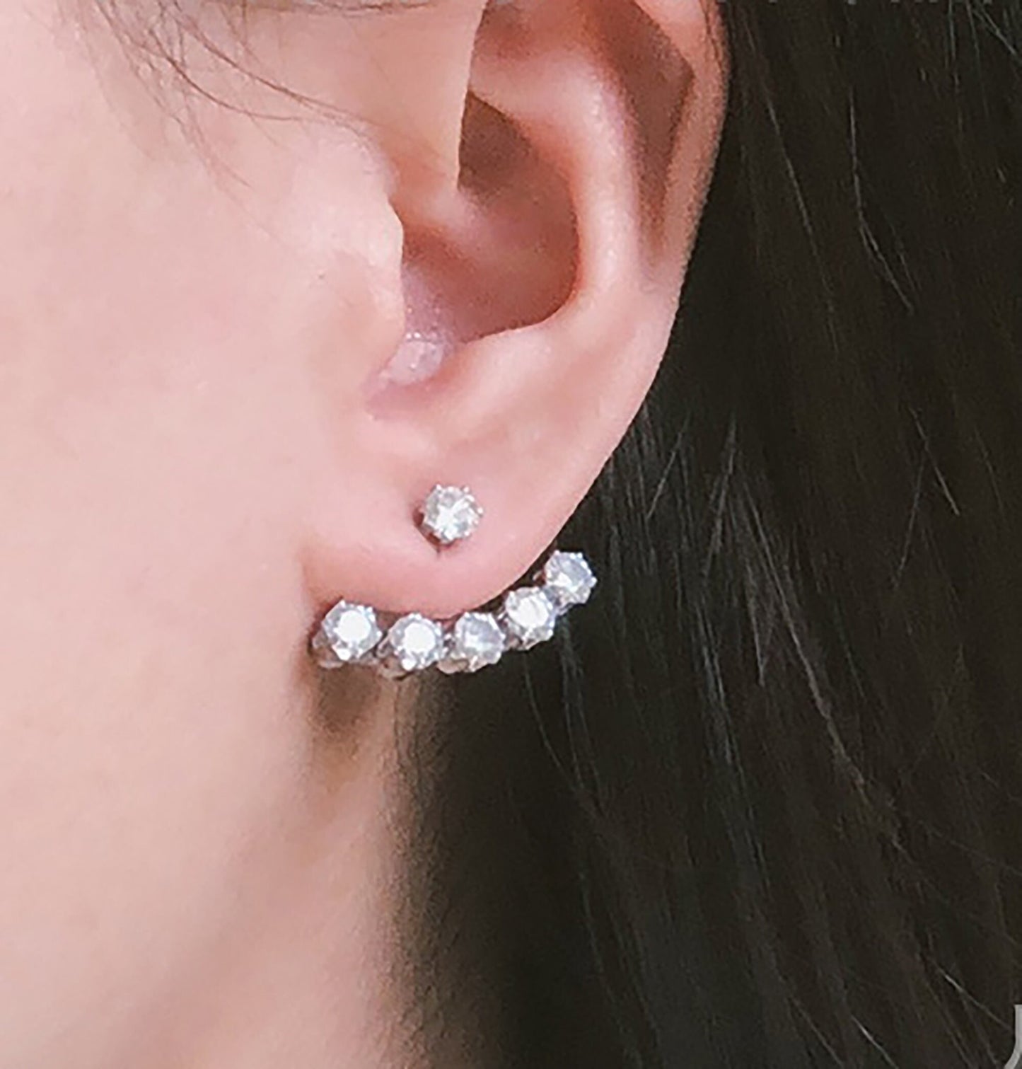 Titanium Zircon Ear Jacket Earrings, Non Tarnish Earrings, Implant Grade Titanium Waterproof Earrings, Earrings, Minimal Earrings