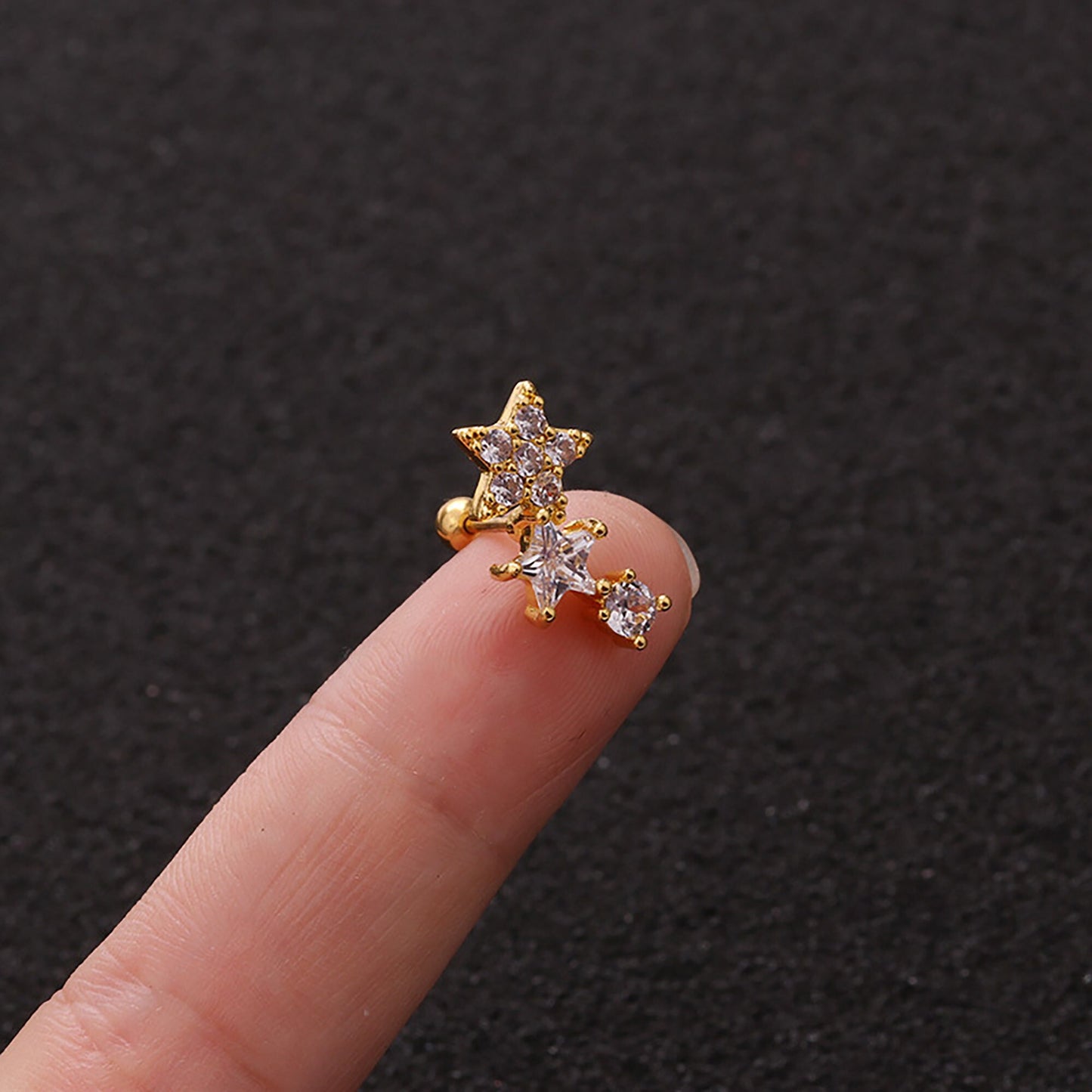 Titanium Star Cartilage Ear Studs Screw Back Stud Earrings, Non Tarnish, Implant Grade Titanium, Waterproof, Vintage Style, Minimalist