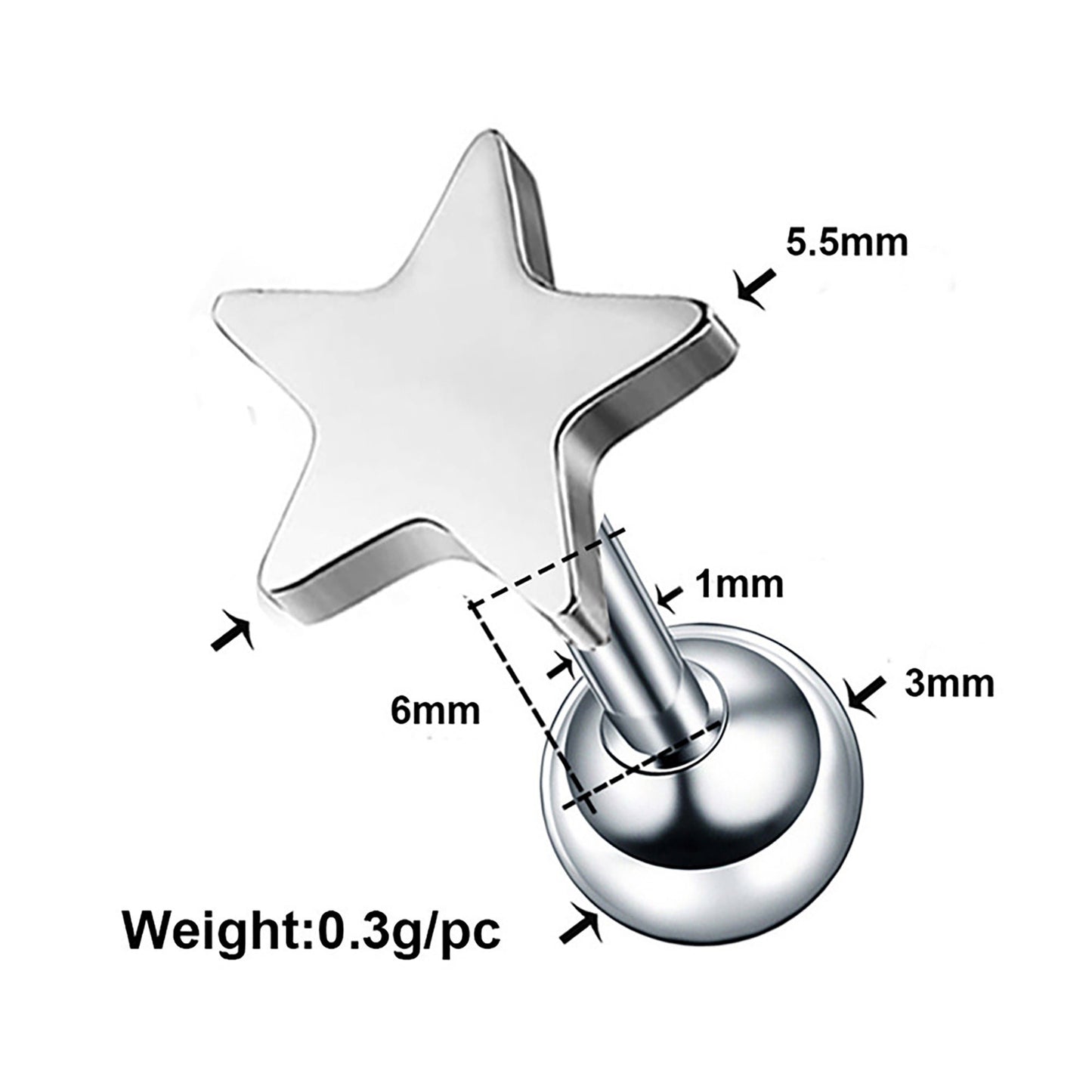 Titanium Tiny Star Screw Back Stud Earrings, Non Tarnish, Implant Grade Titanium Waterproof Earrings, Vintage Style Earrings, Minimalist