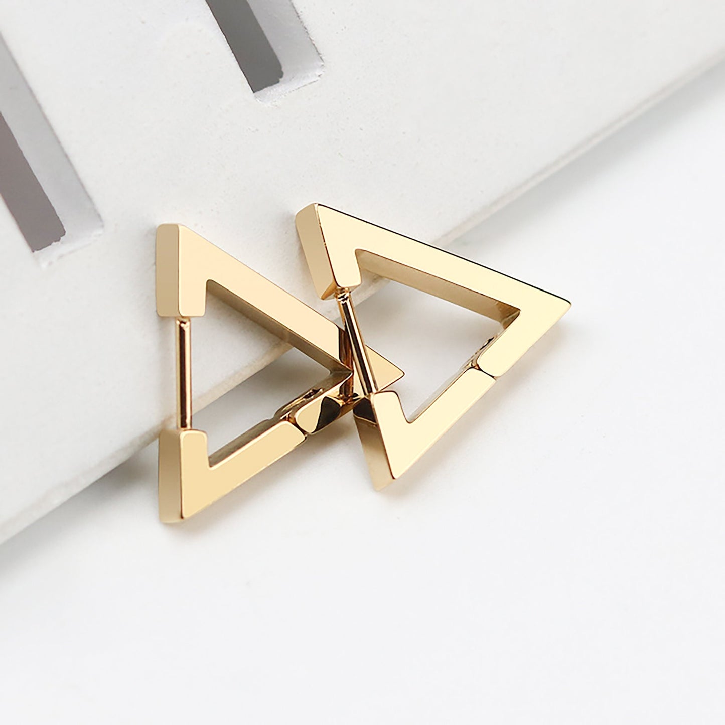 Titanium Triangle Hoop Earrings, Non Tarnish Earrings, Implant Grade Titanium Waterproof Earrings, Vintage Style Earrings, Minimal