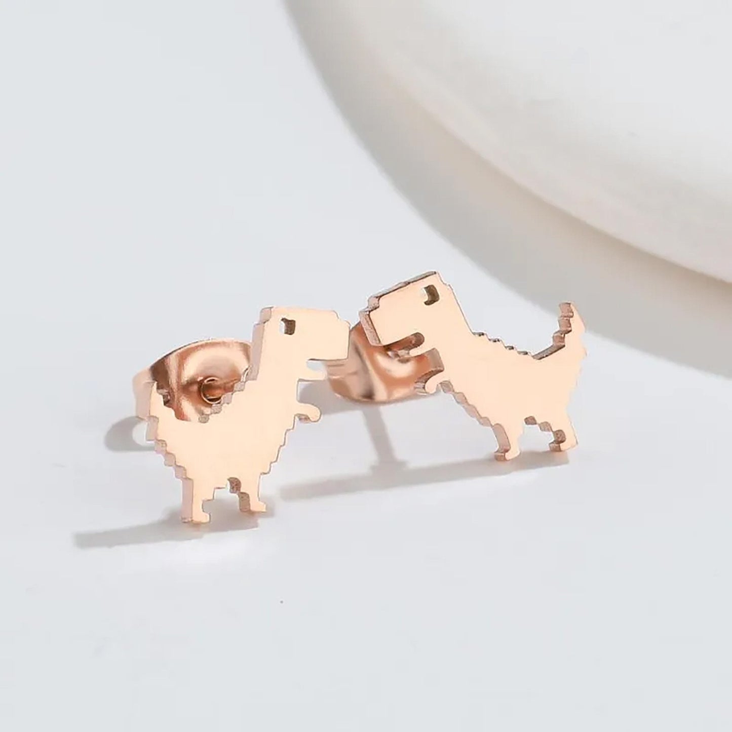 Titanium Dinosaur T-rex Earrings, Non Tarnish Earrings, Implant Grade Titanium Waterproof Earrings, Vintage Style Earrings, Minimal Earrings