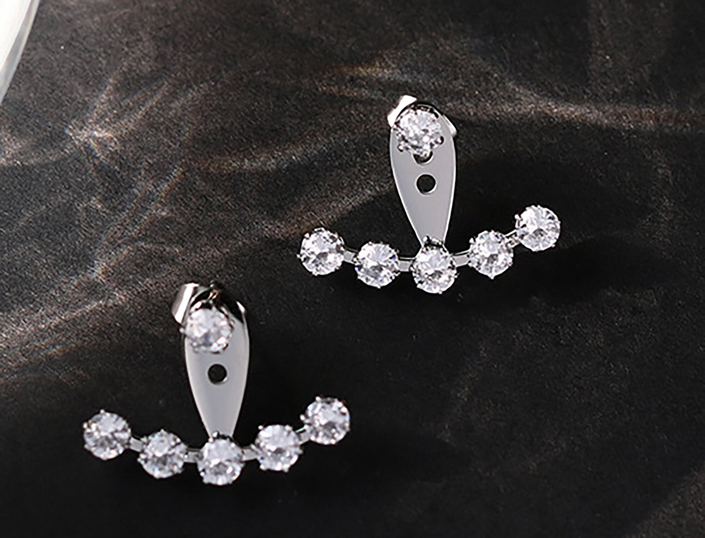 Titanium Zircon Ear Jacket Earrings, Non Tarnish Earrings, Implant Grade Titanium Waterproof Earrings, Earrings, Minimal Earrings