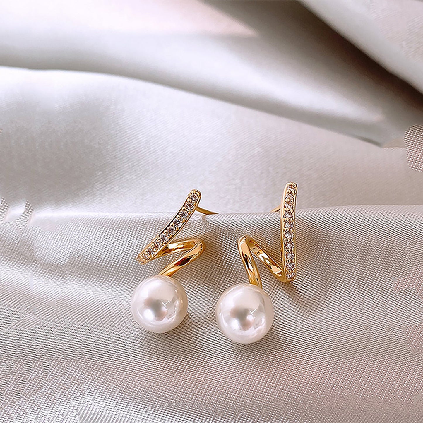 Titanium Zircon Pearl Stud Earrings, Non Tarnish, Implant Grade Titanium Waterproof Earrings, Vintage Style Earrings, Minimal