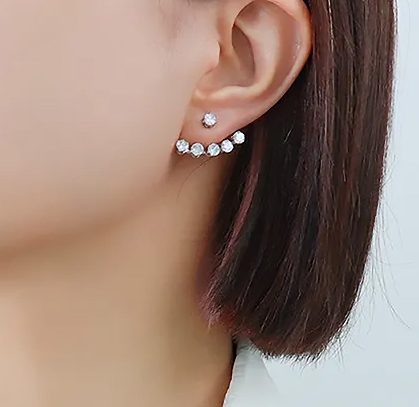 Titanium Zircon Ear Jacket Earrings, Non Tarnish Earrings, Implant Grade Titanium Waterproof Earrings, Earrings, Minimal Earrings