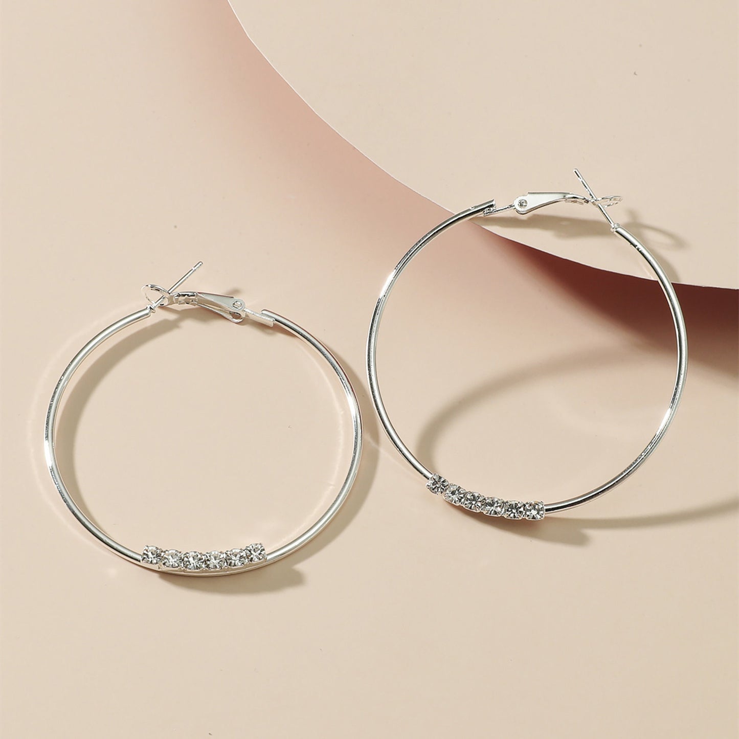 Titanium Rhinestones Large Hoop Earrings, Non Tarnish Earrings, Implant Grade Titanium Waterproof Earrings, Vintage Style Earrings, Minimal