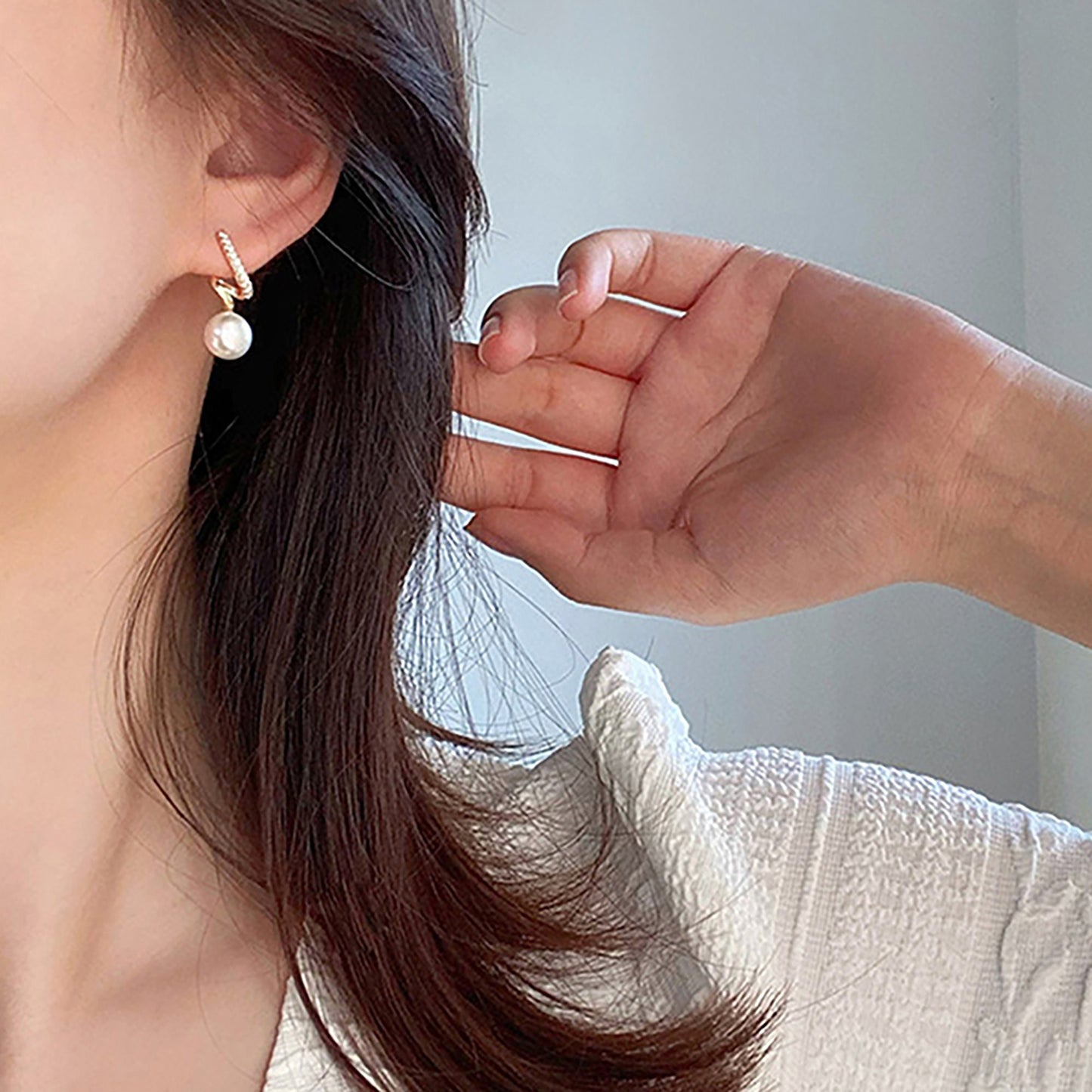 Titanium Zircon Pearl Stud Earrings, Non Tarnish, Implant Grade Titanium Waterproof Earrings, Vintage Style Earrings, Minimal