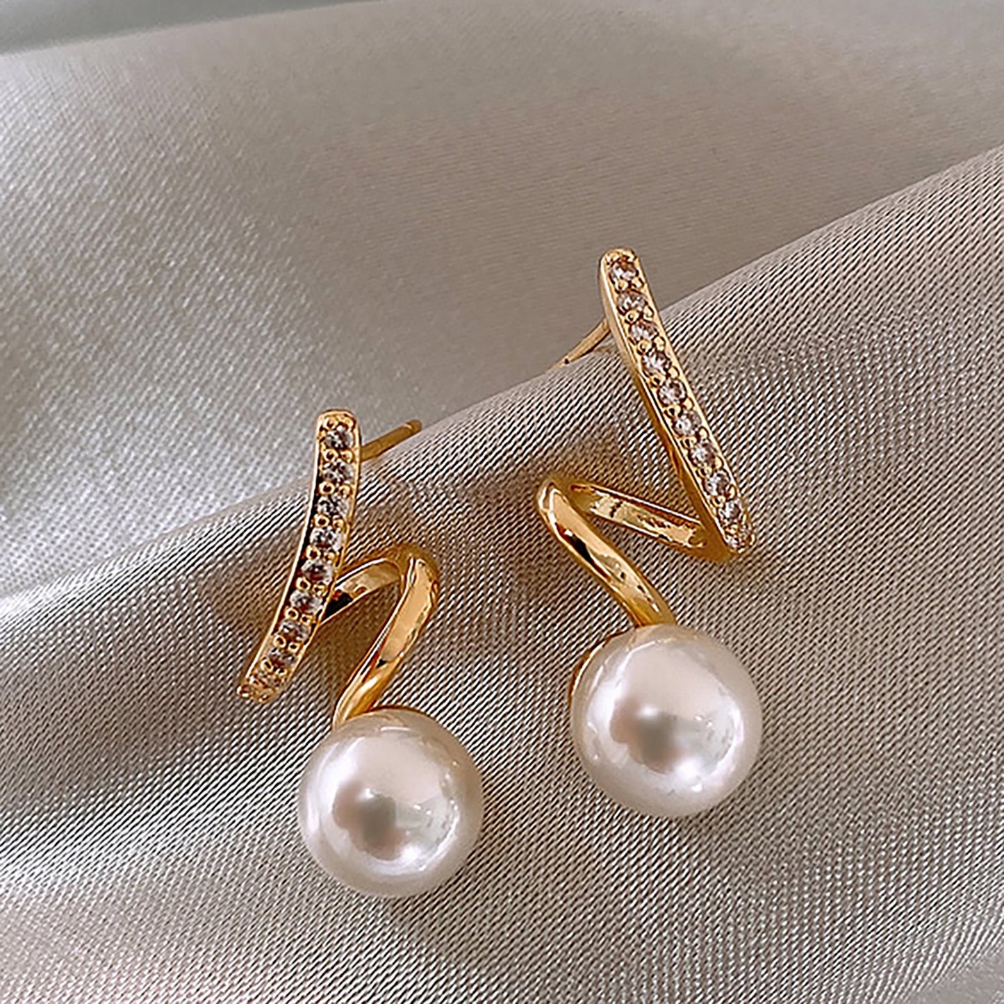 Titanium Zircon Pearl Stud Earrings, Non Tarnish, Implant Grade Titanium Waterproof Earrings, Vintage Style Earrings, Minimal