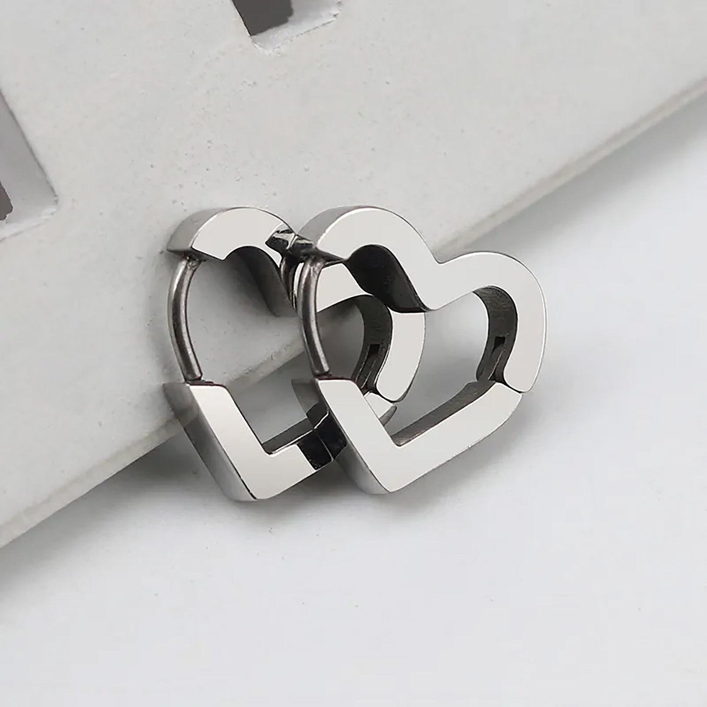 Titanium Heart Hoop Earrings, Non Tarnish Earrings, Implant Grade Titanium Waterproof Earrings, Vintage Style Earrings, Minimal
