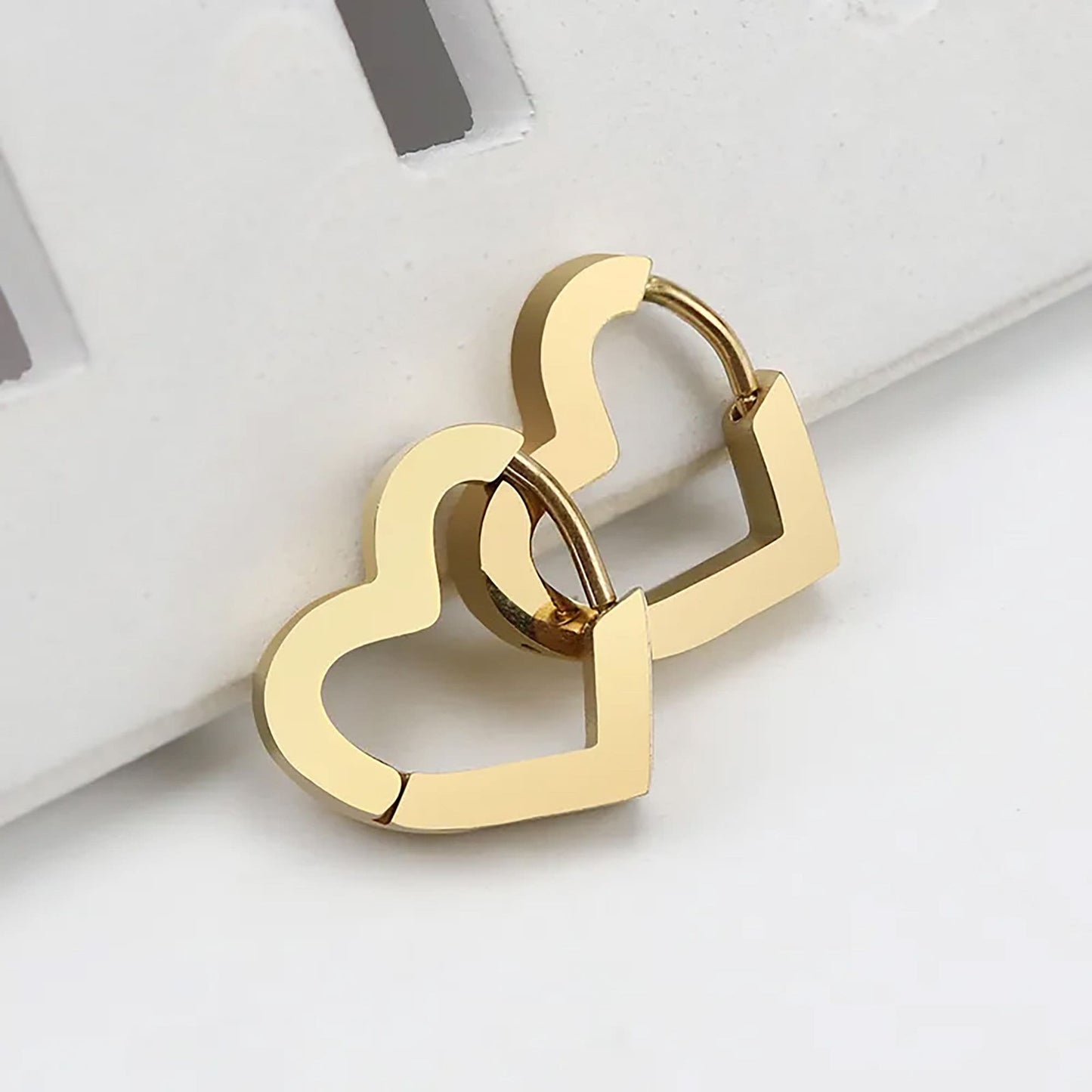 Titanium Heart Hoop Earrings, Non Tarnish Earrings, Implant Grade Titanium Waterproof Earrings, Vintage Style Earrings, Minimal