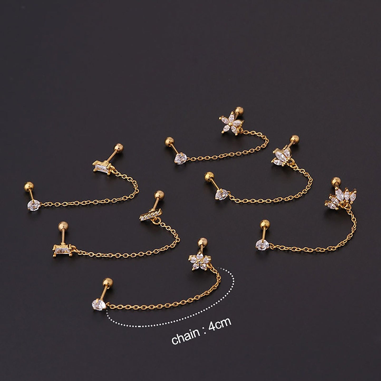 Titanium Flowers Zircon Screw Back Stud Earrings, Non Tarnish, Implant Grade Titanium Waterproof Earrings, Vintage Style, Minimalist