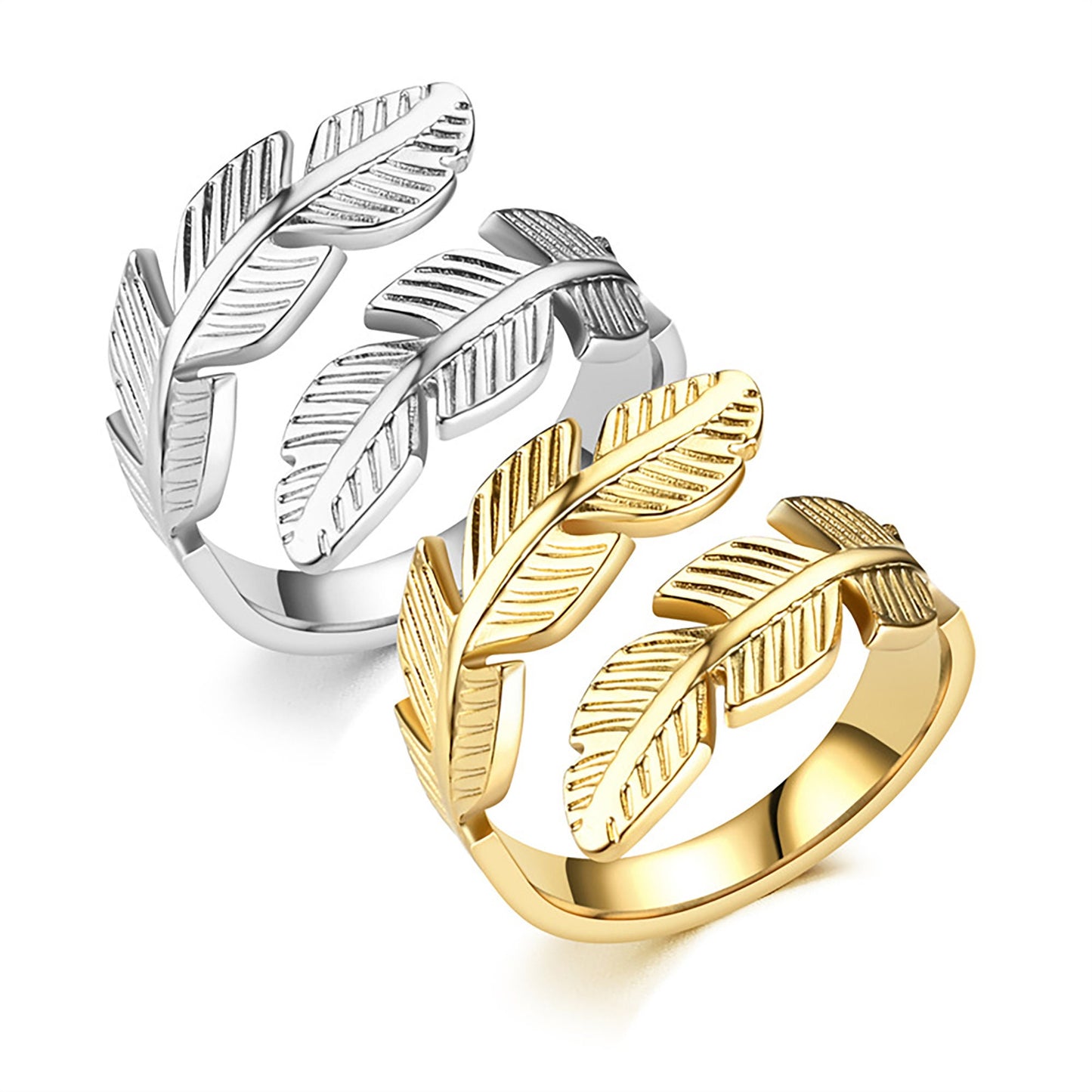 Titanium Adjustable Leaf Couple Ring, Non Tarnish Ring, Men Ring, Waterproof Ring, Stacking Ring,