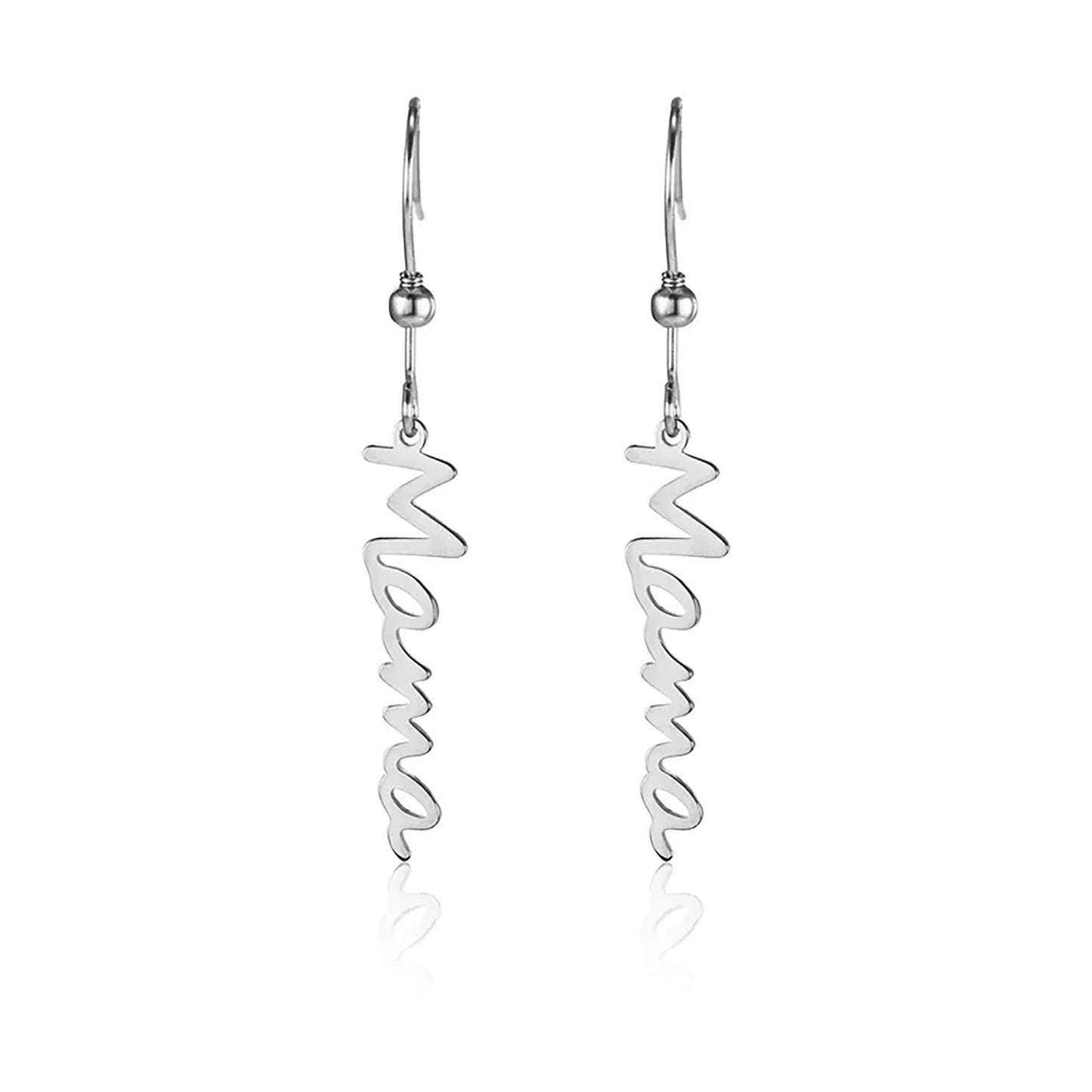 Titanium Mama Dangle Earrings, Non Tarnish Earrings, Implant Grade Titanium Waterproof Earrings, Vintage Style Earrings, Minimal