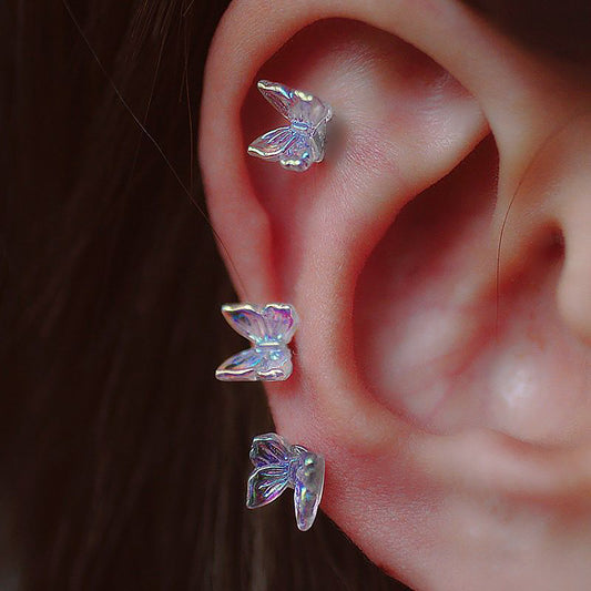 Titanium Butterfly Screw Back Stud Earrings, Non Tarnish Earrings, Implant Grade Titanium Waterproof Earrings, Vintage Style, Minimal