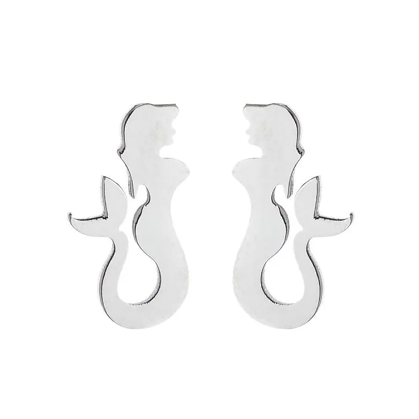 Titanium Mermaid Stud Earrings, Non Tarnish Earrings, Implant Grade Titanium Waterproof Earrings, Vintage Style Earrings, Minimal Earrings