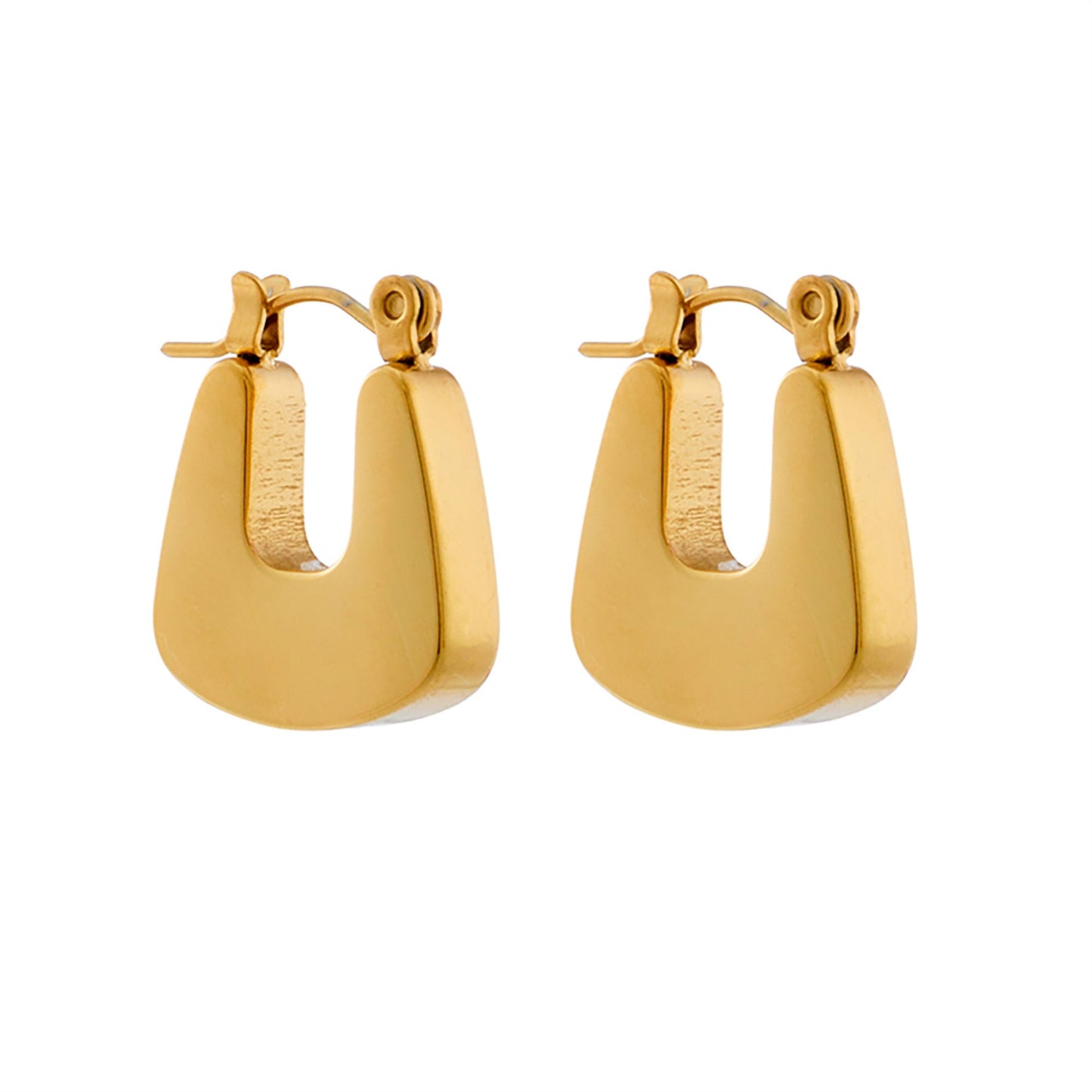 TitaniumGeometric Hoop Earrings, Gold Plated, Hypoallergenic, Implant Grade Titanium Waterproof, Vintage Style, Minimal