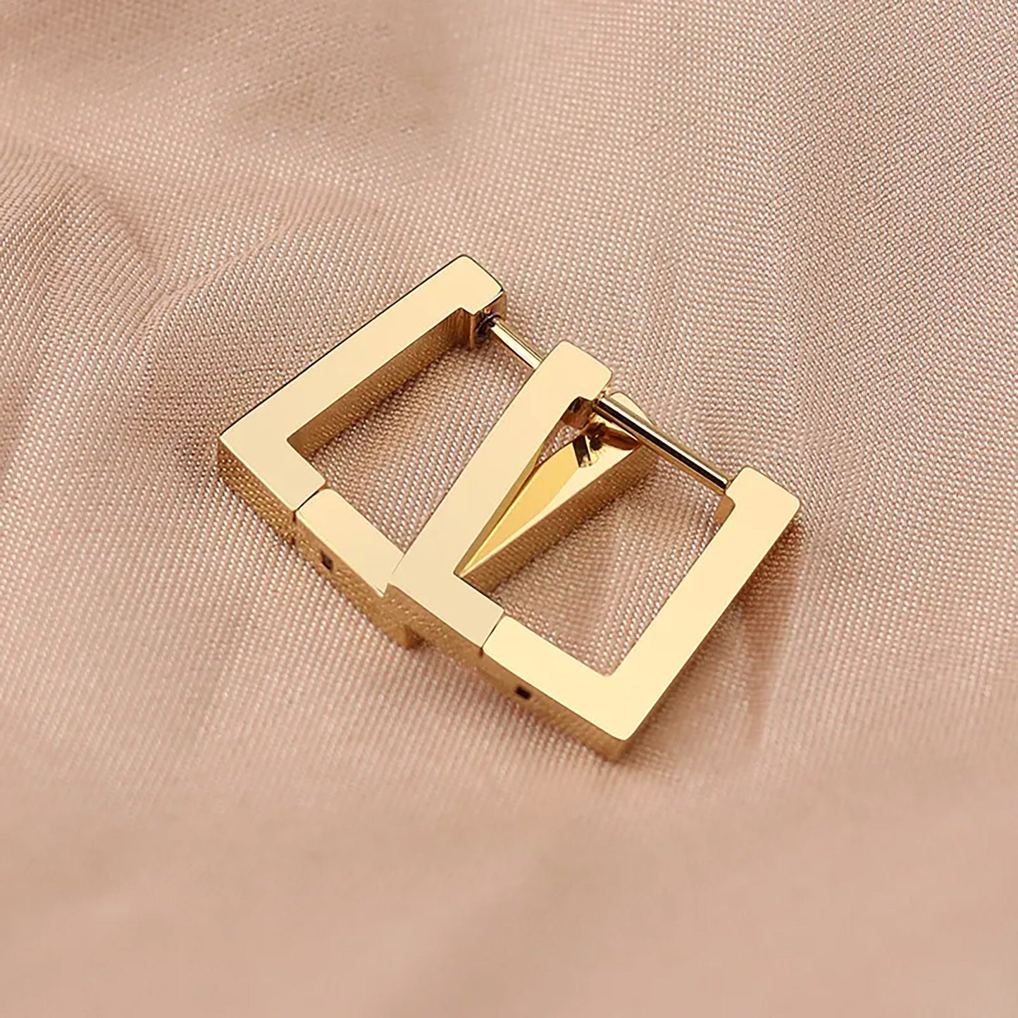 Titanium Square Hoop Earrings, Gold Plated, Hypoallergenic, Implant Grade Titanium Waterproof, Vintage Style, Minimal