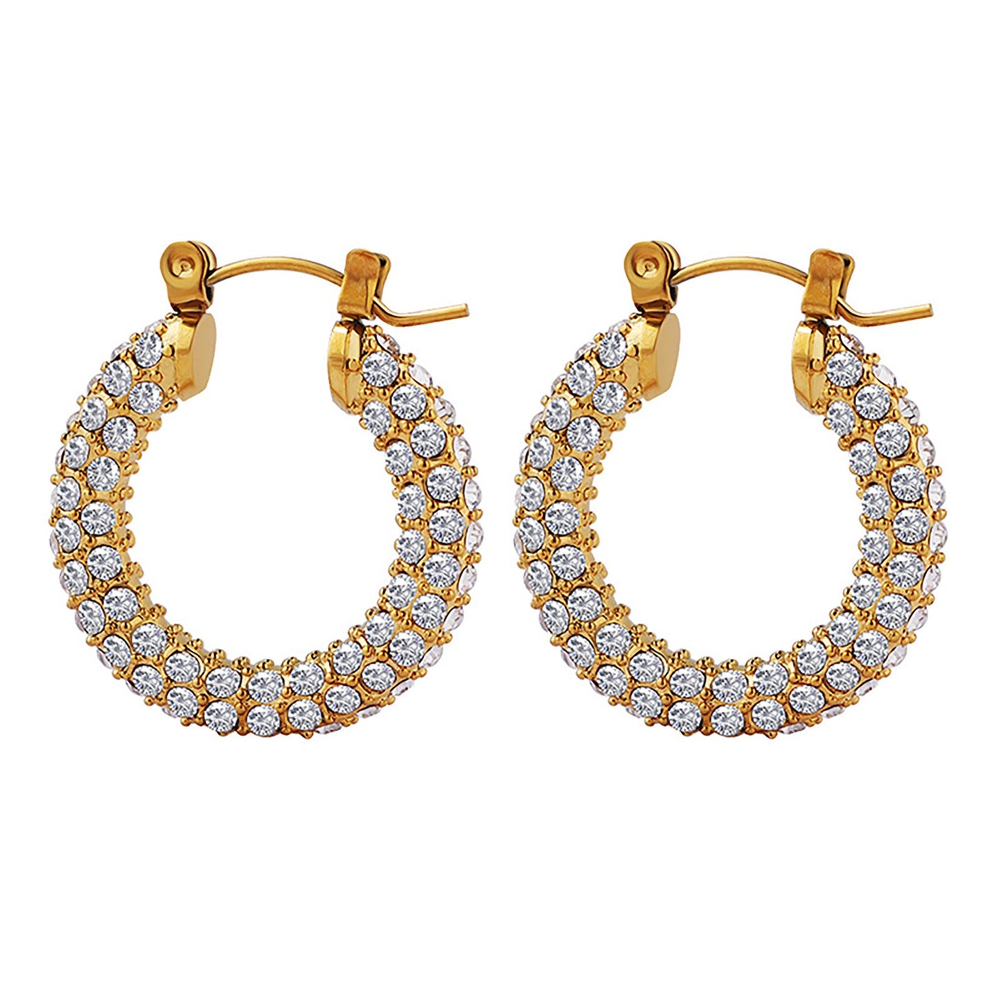 Titanium Rhinestones Hoop Earrings, Non Tarnish Earrings, Implant Grade Titanium Waterproof Earrings, Vintage Style Earrings, Minimal