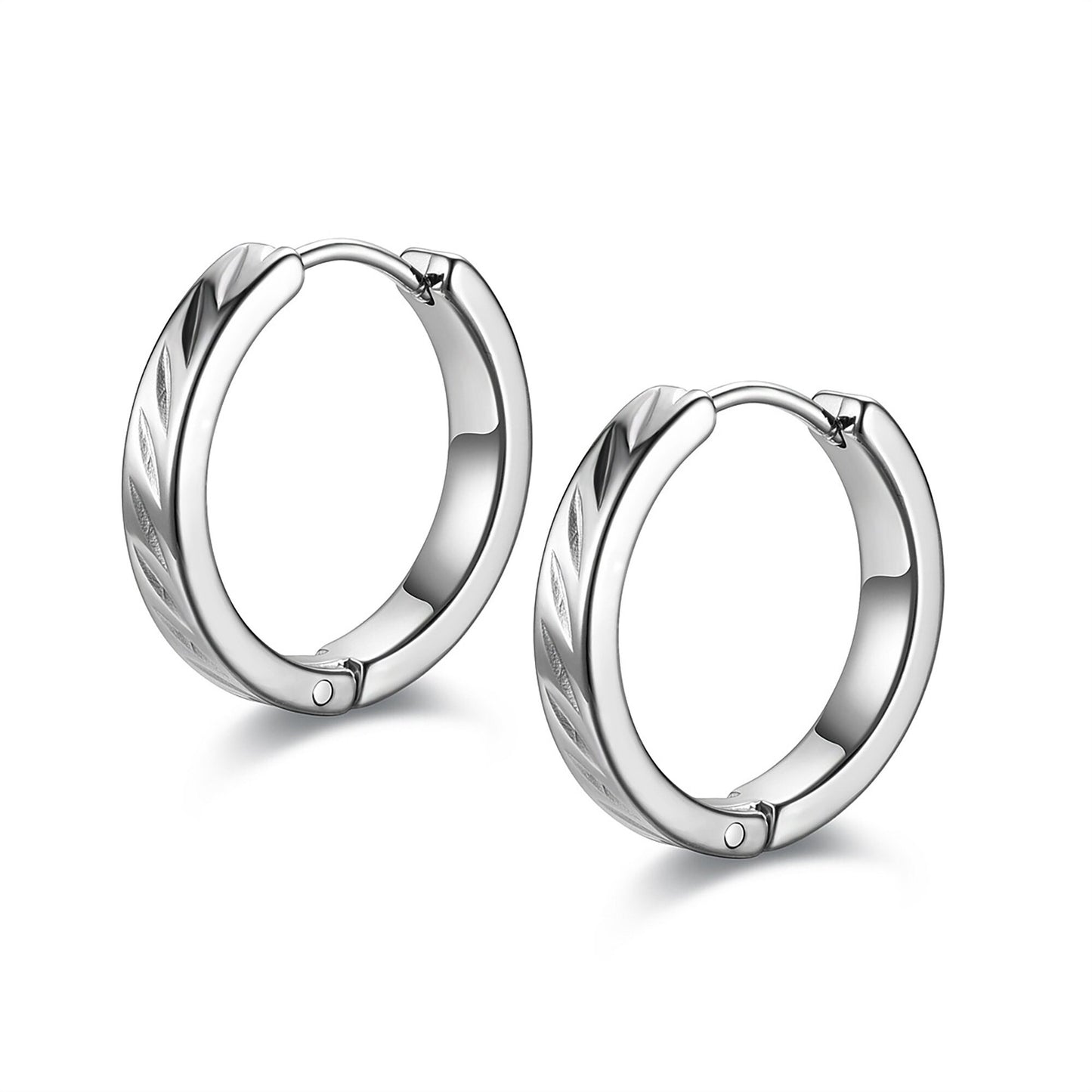 Titanium Leaf Carved Hoop Earrings, Non Tarnish Earrings, Implant Grade Titanium Waterproof Earrings, Vintage Style Earrings, Minimal