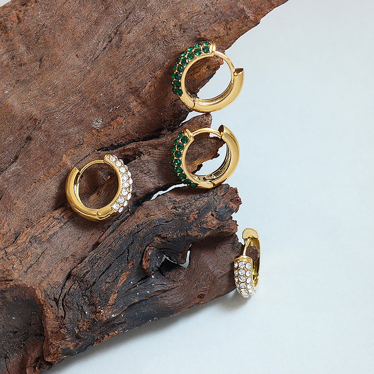 Titanium Zircon Huggies Hoop Earrings, Non Tarnish Earrings, Implant Grade Titanium Waterproof Earrings, Vintage Style Earrings, Minimal