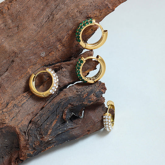 Titanium Zircon Huggies Hoop Earrings, Non Tarnish Earrings, Implant Grade Titanium Waterproof Earrings, Vintage Style Earrings, Minimal