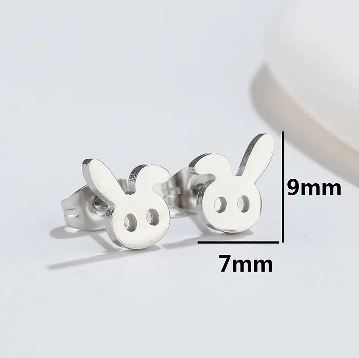 Titanium Bunny Push Back Stud Earrings, Non Tarnish, Implant Grade Titanium Waterproof Earrings, Vintage Style Earrings, Minimalist