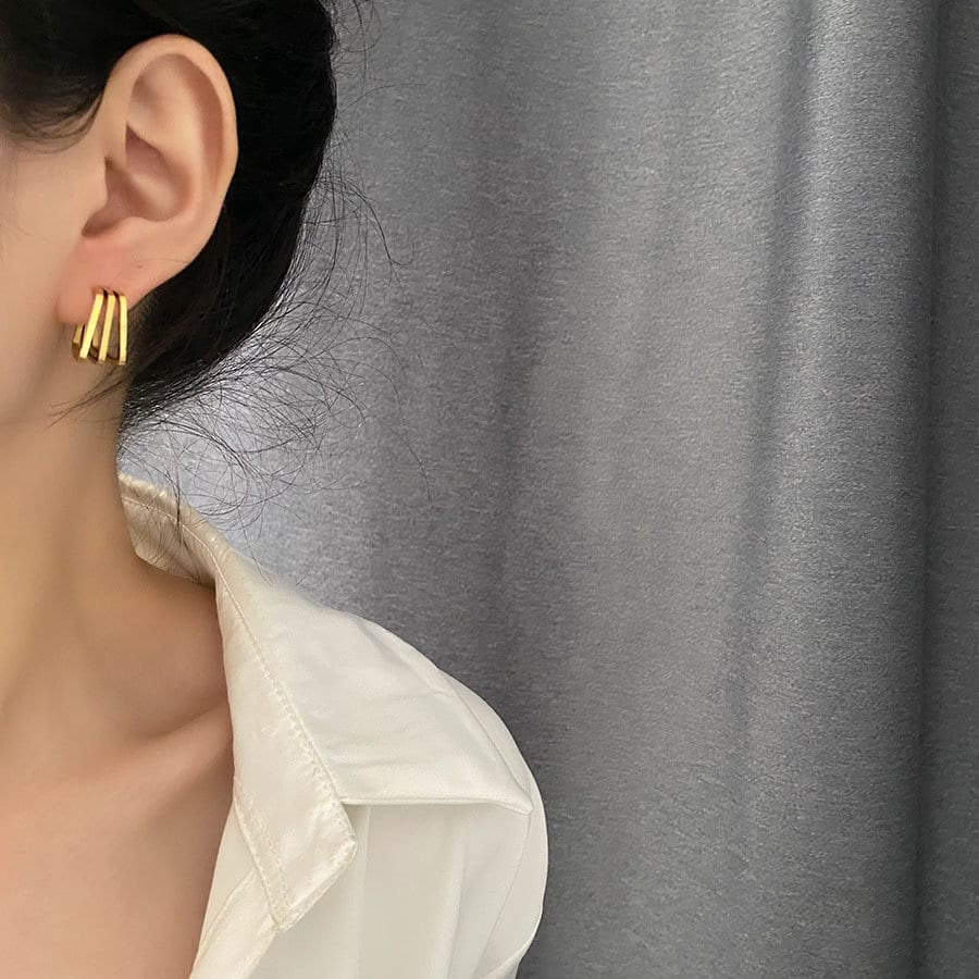 Titanium Geo C Square Shape Hoop Earrings, Non Tarnish Earrings, Implant Grade Titanium Waterproof Earrings, Vintage Style, Minimal
