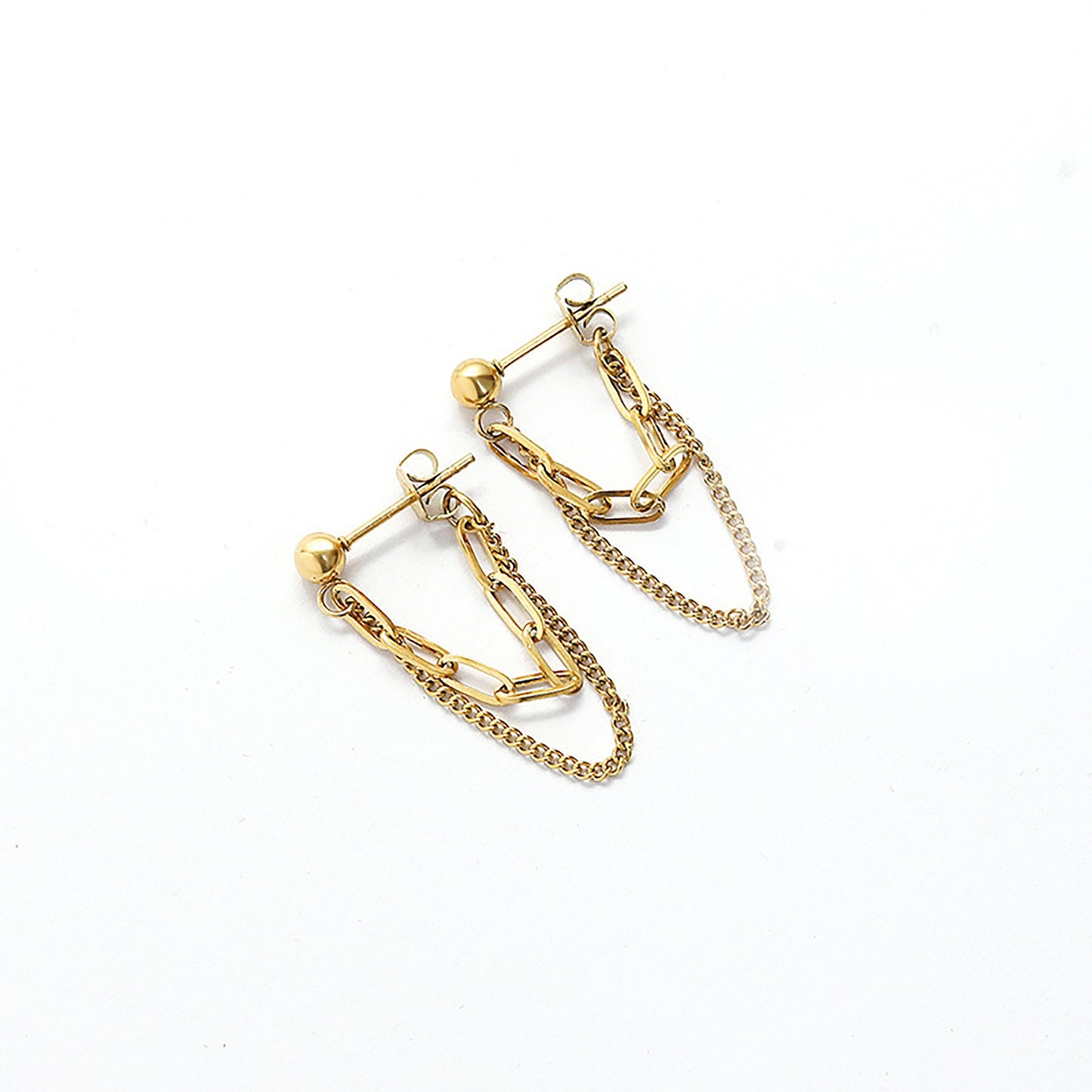 Titanium Double Chain Earrings, Non Tarnish, Implant Grade Titanium Waterproof Earrings, Vintage Style Earrings, Minimalist