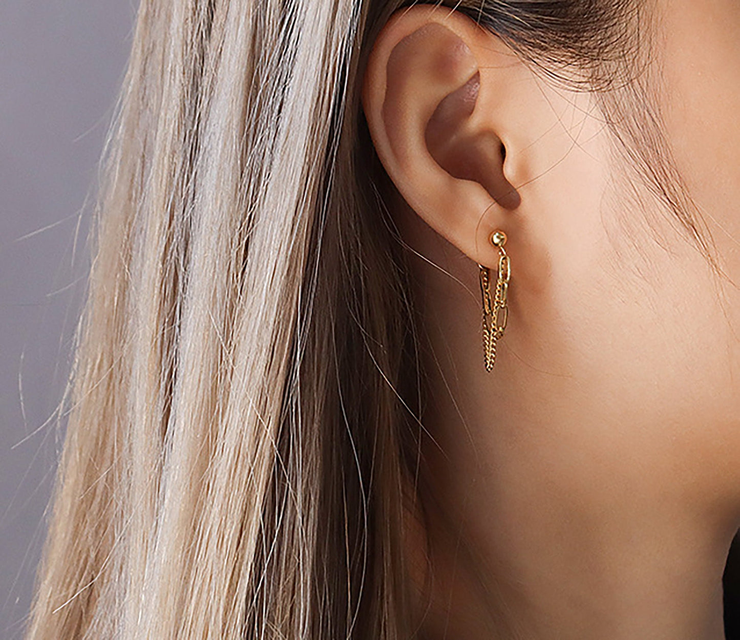 Titanium Double Chain Earrings, Non Tarnish, Implant Grade Titanium Waterproof Earrings, Vintage Style Earrings, Minimalist