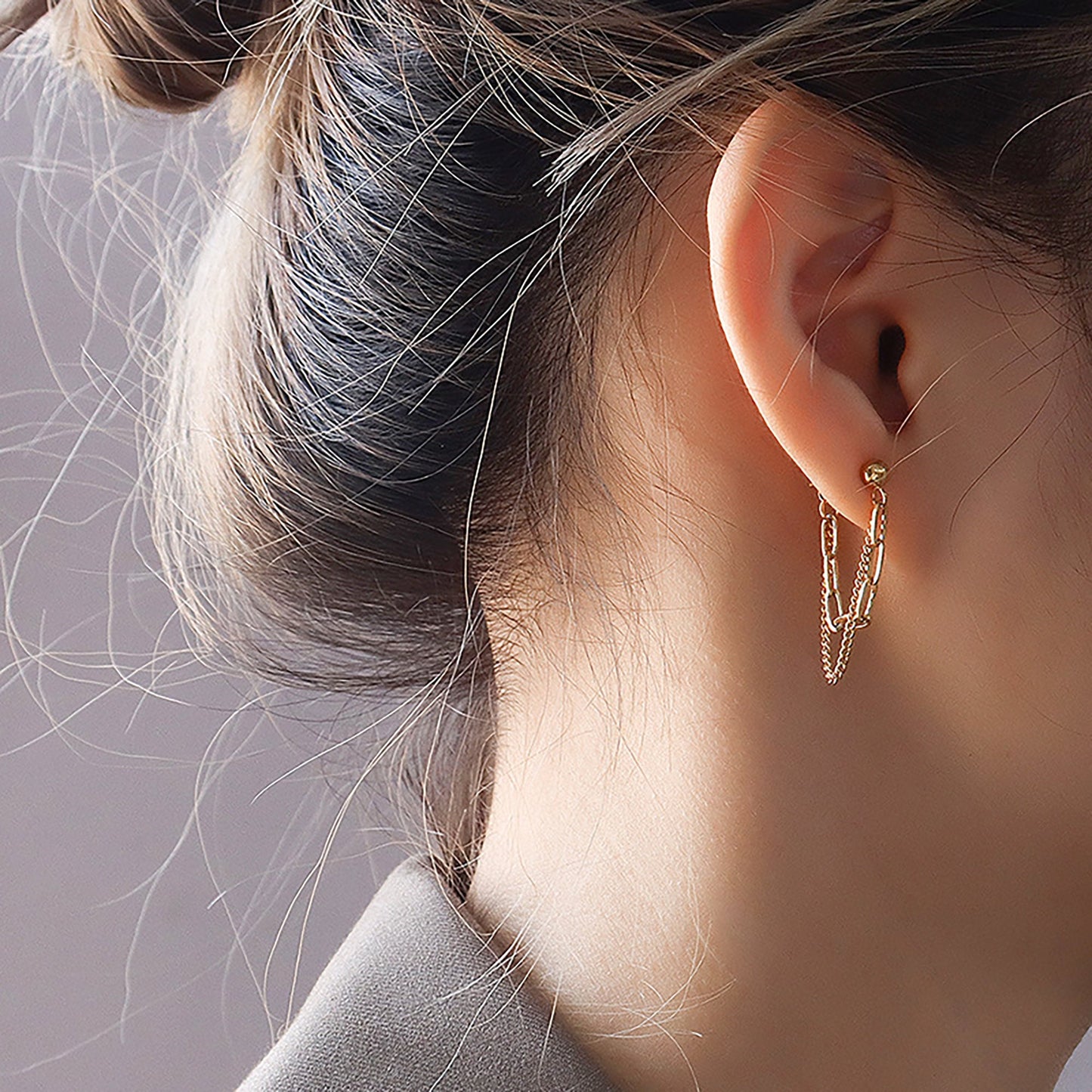 Titanium Double Chain Earrings, Non Tarnish, Implant Grade Titanium Waterproof Earrings, Vintage Style Earrings, Minimalist