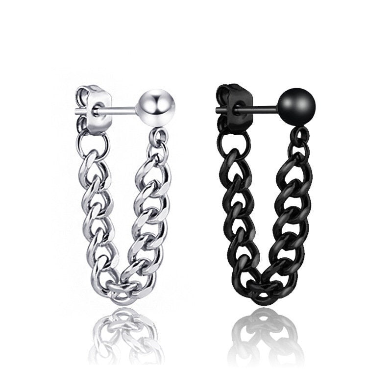 Titanium Back Chain Earrings, Non Tarnish, Implant Grade Titanium Waterproof Earrings, Vintage Style Earrings, Minimalist