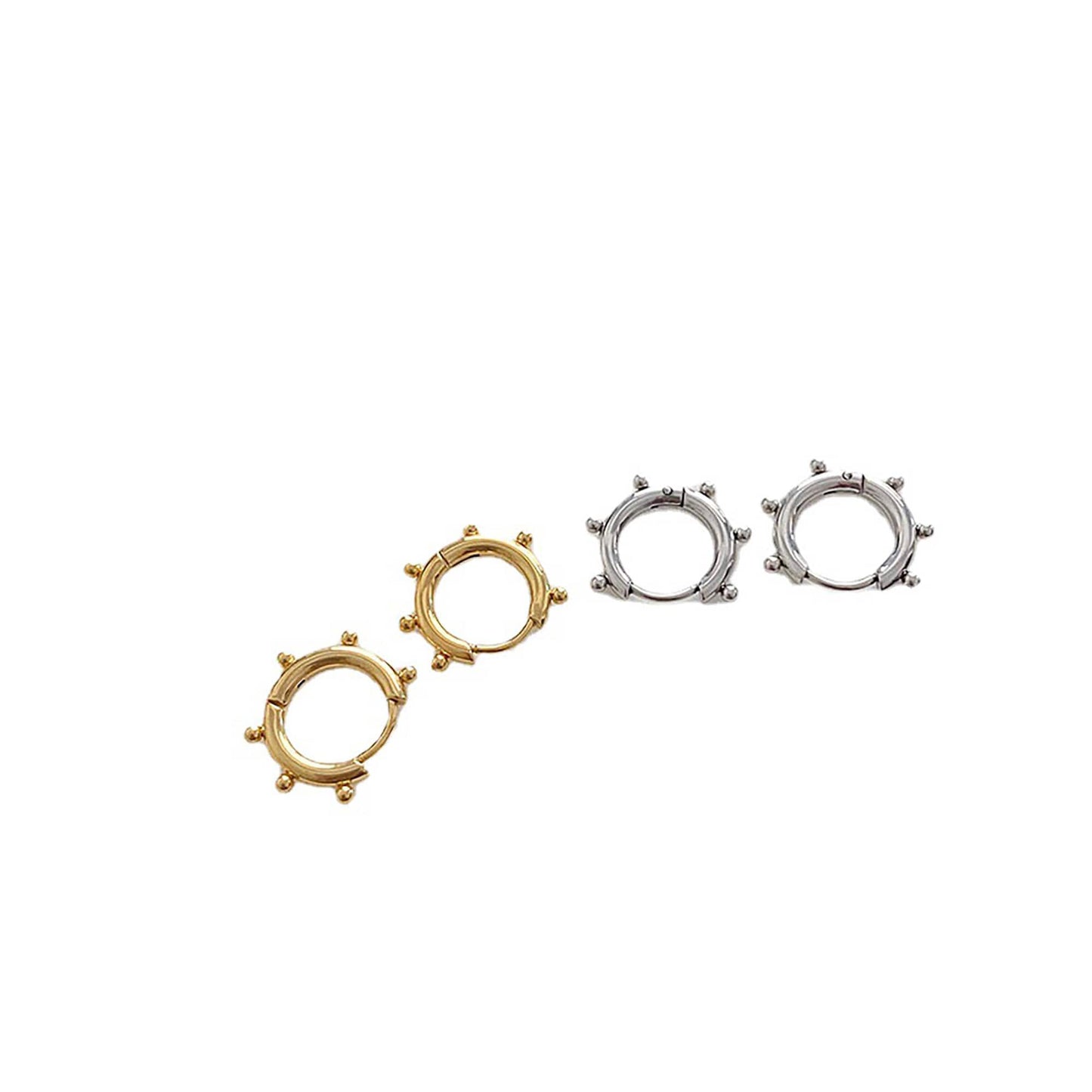 Titanium Round Huggies Hoop Earrings, Gold Plated, Hypoallergenic, Implant Grade Titanium Waterproof, Vintage Style, Minimal