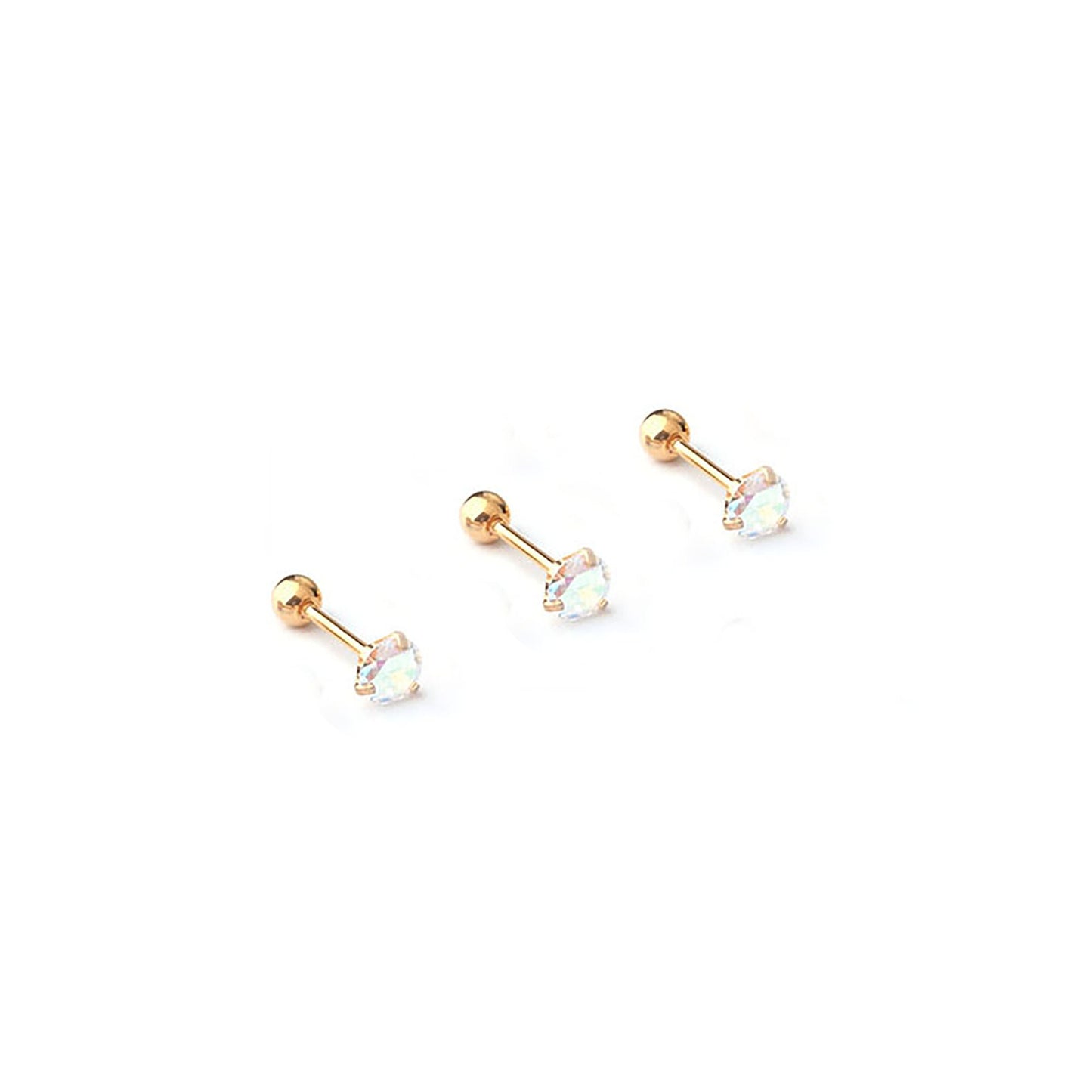 Titanium Pink Zircon Screw Back Stud Earrings, Non Tarnish, Implant Grade Titanium Waterproof Earrings, Vintage Style, Minimalist