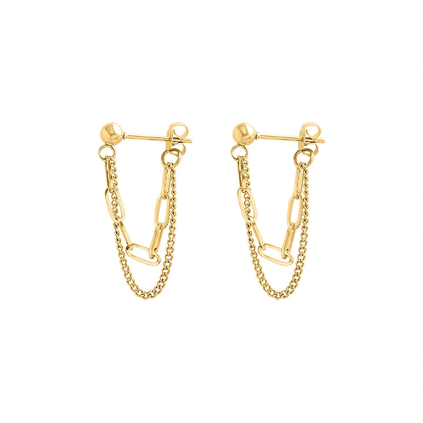 Titanium Double Chain Earrings, Non Tarnish, Implant Grade Titanium Waterproof Earrings, Vintage Style Earrings, Minimalist