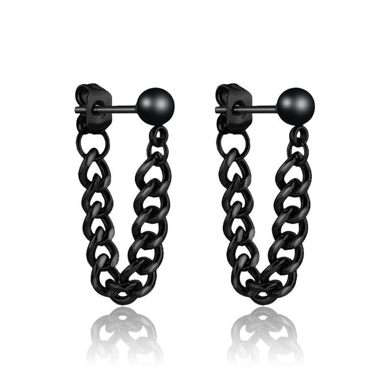 Titanium Back Chain Earrings, Non Tarnish, Implant Grade Titanium Waterproof Earrings, Vintage Style Earrings, Minimalist
