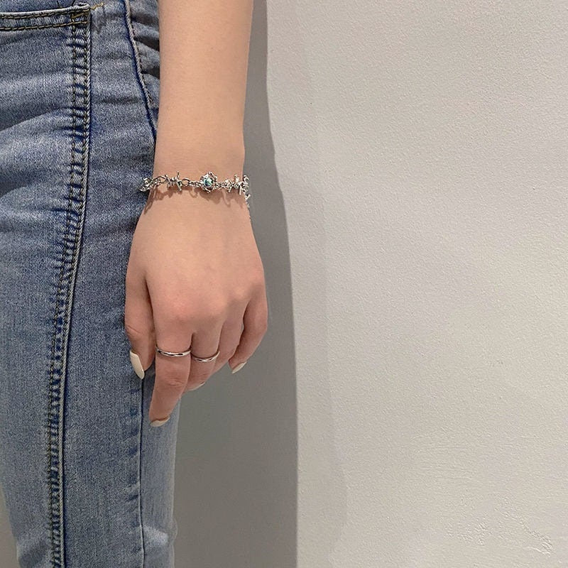 Titanium Moonstone Bracelet, Non Tarnish, Implant Grade Titanium Waterproof, Vintage Style, Minimal