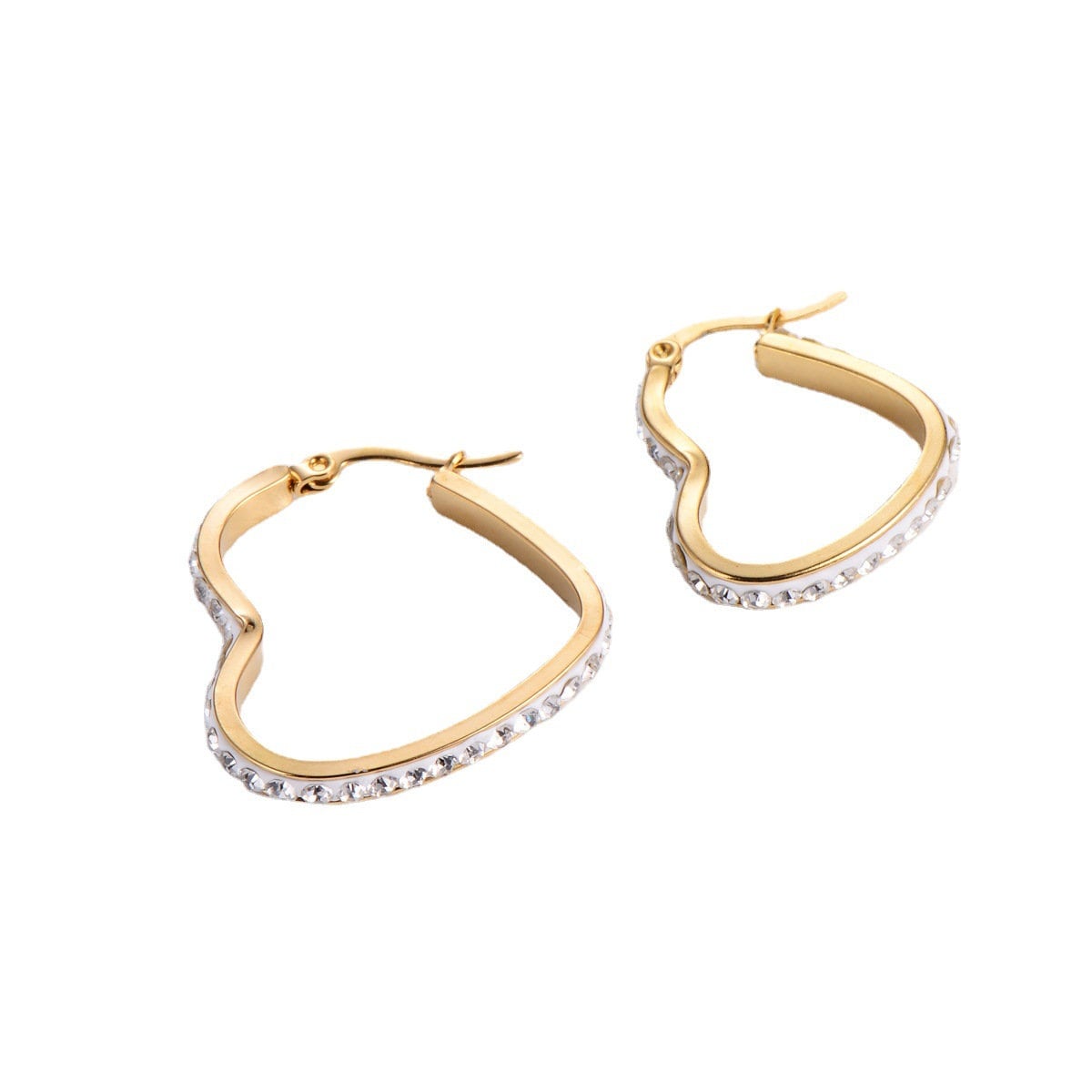 Titanium 3cm Zircon Heart Hoop Earrings, Non Tarnish Earrings, Implant Grade, Waterproof, Vintage Style Earrings, Minimal Earrings